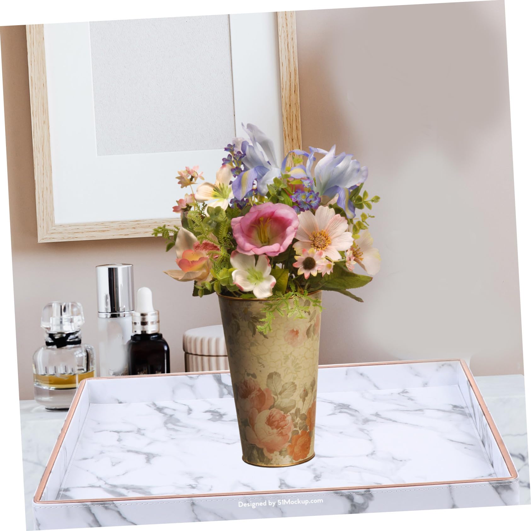 Ipetboom 1pezzi Vassoio in Pelle Design Grana di Marmo Portaoggetti da Scrivania per Gioielli e Piccoli Oggetti Organizzatore Multiuso per Studio e Soggiorno
