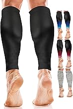 aZengear Calf Compression Bands (20-30mmHg) for Women, Men, Leg Socks with Running Support, Shin Splint Brace (L/XL, Black)