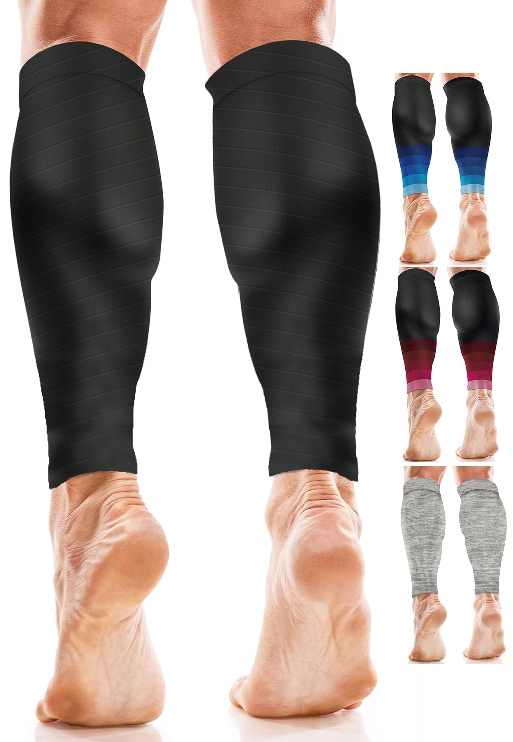 aZengear Wadenbandage Muskelfaserriss für Herren, Damen, Fußlose Waden Kompressionsstrümpfe zur Abhilfe bei Schienbeinkantensyndrom und Krämpfen, Sport (Schwarz L/XL)