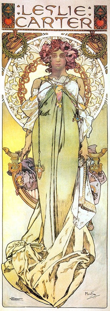 Ofa American Actress Leslie Carter Art Nouveau Deco Print Alphonse Mucha Poster 16X6