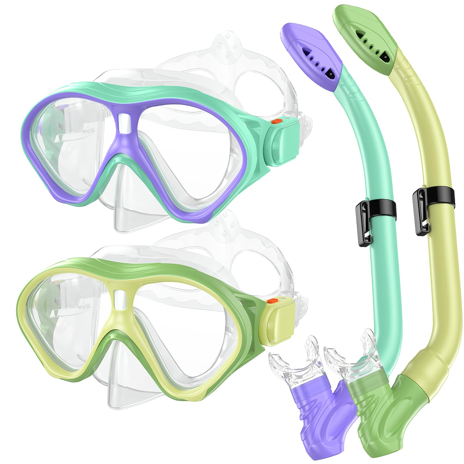 Gintenco Kids Snorkel Set, Diving Mask Dry Top Snorkel Set Kids, Anti-Fog Panoramic Snorkel Mask Impact Resistant Tempered Glass, Snorkelling Gear with Breathing Tube for Youth Junior Girls Boys — image 1