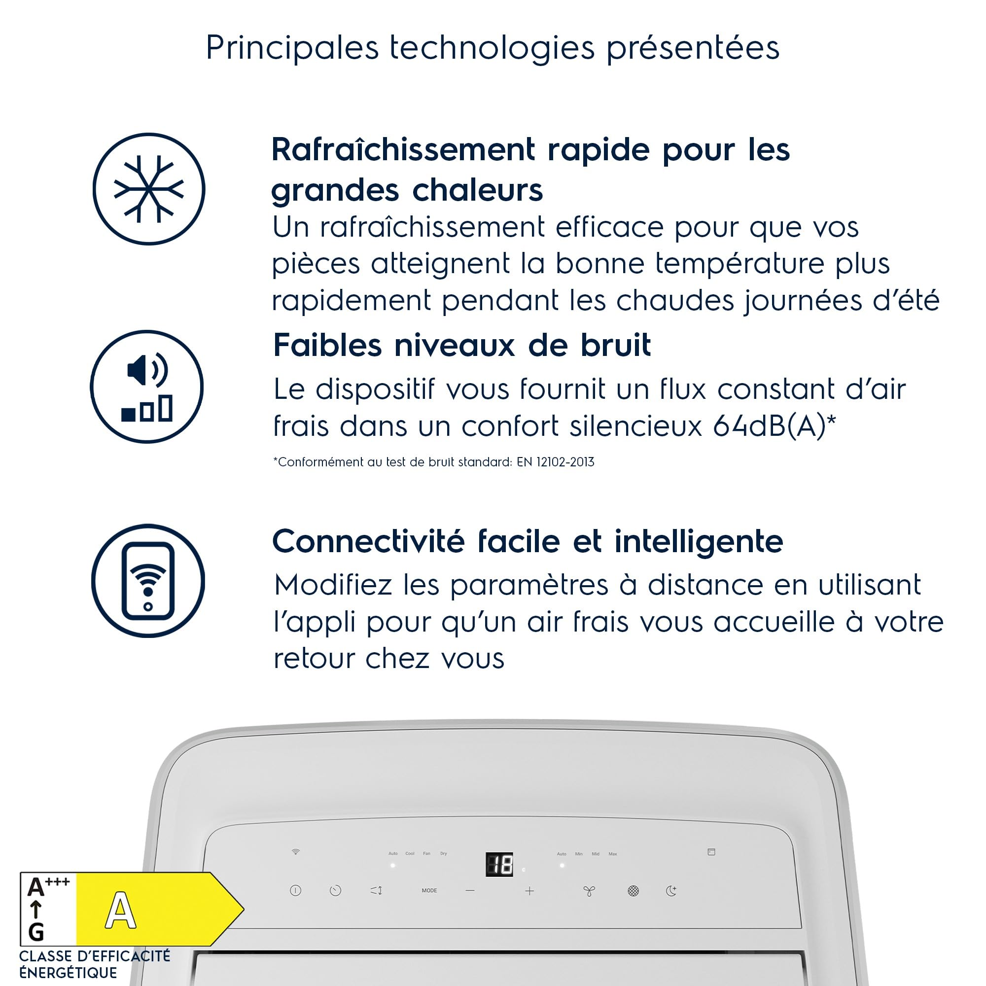 Electrolux Climatiseur Mobile 9000 BTU Silencieux, Clim Portable 3-en-1 R290 2,6 kW, Déshumidificateur et Ventilateur, WiFi, Télécommande, Blanc, Classe Énergétique A, Modèle EXP26U339AW