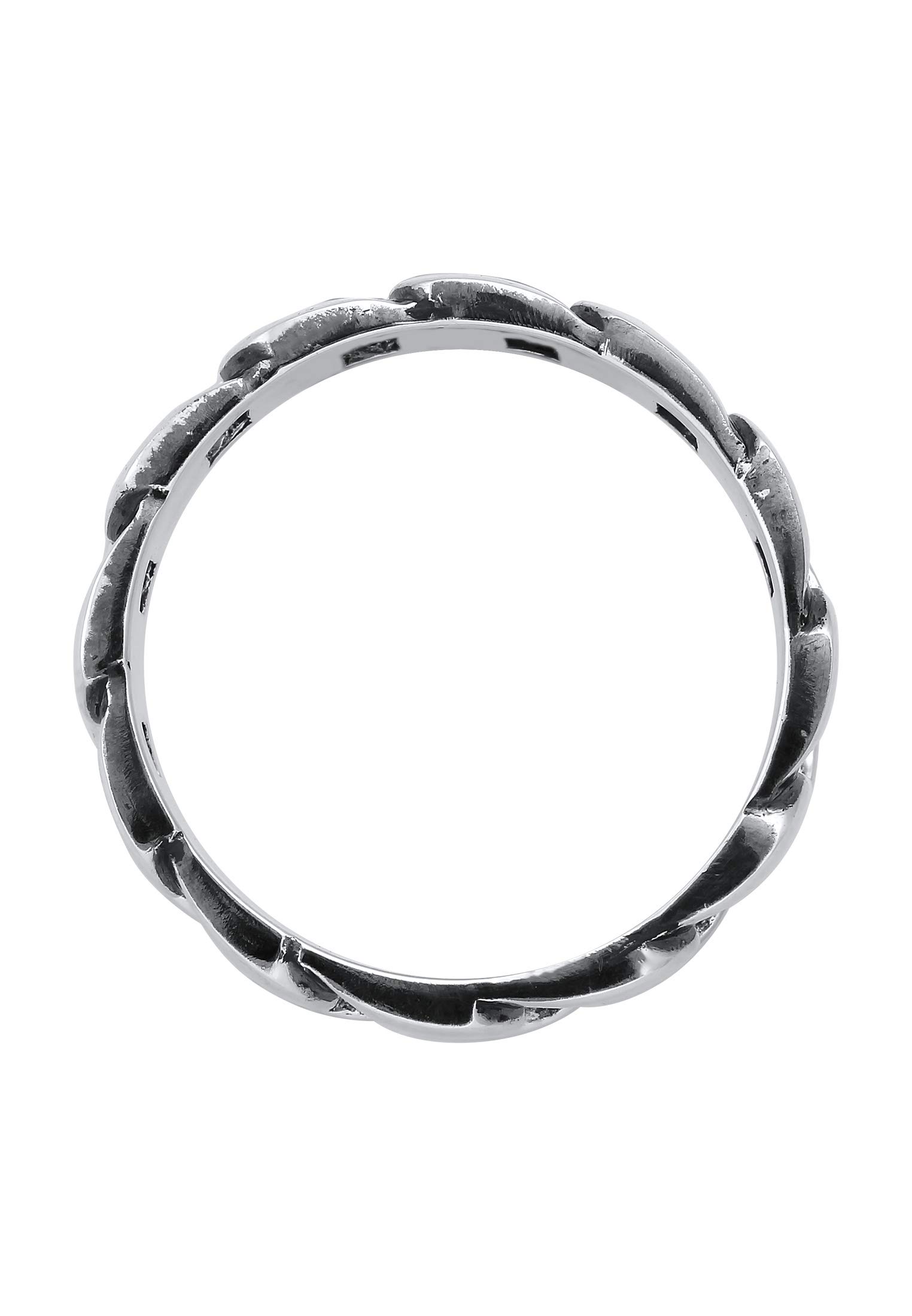 Kuzzoi Massiver Herrenring(8mm) schwarz oxidiert Bandring 925 Silber | Männer 925 Silber Ring im Chunky Chain Look Ringgröße 60 - 66