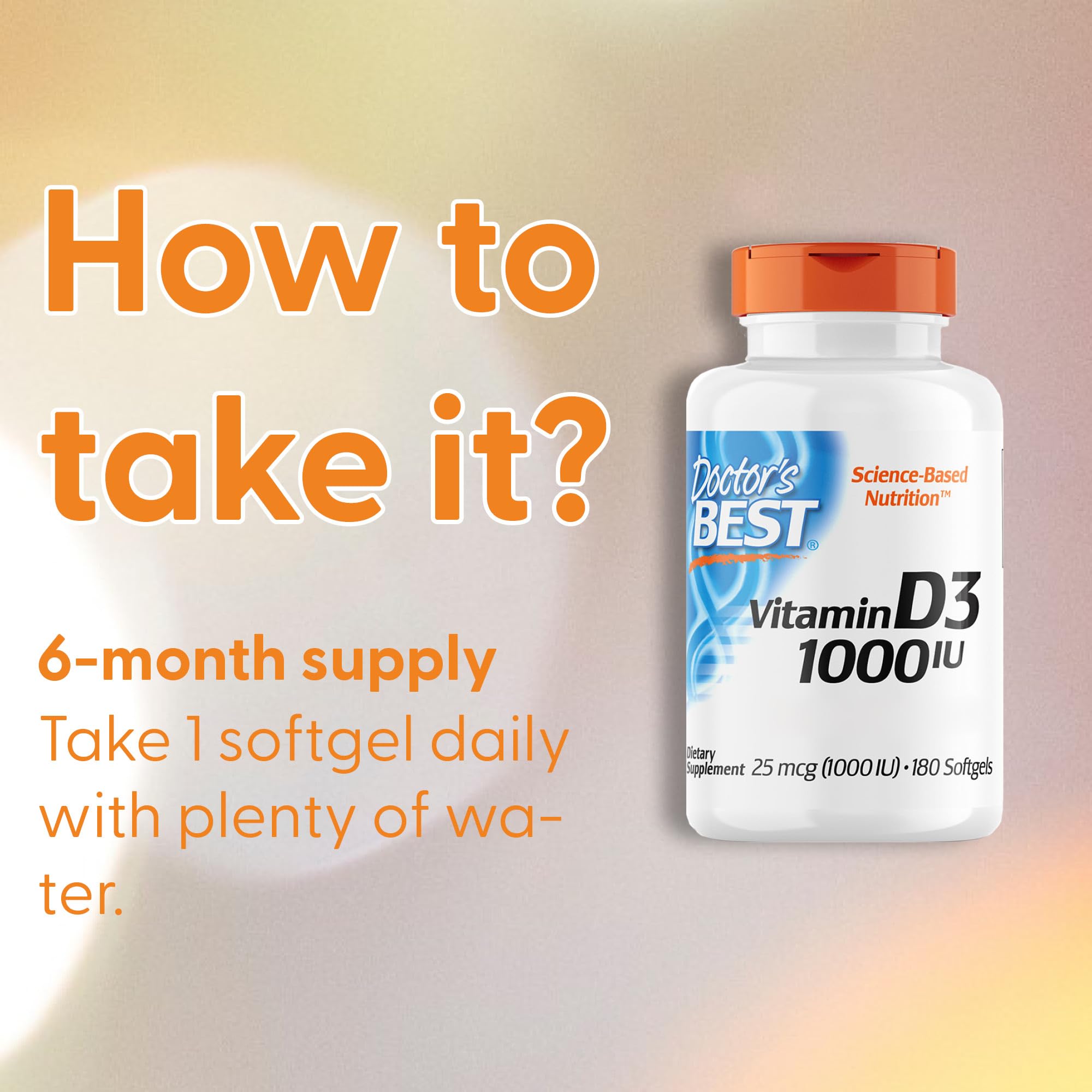 Vitamine D3 5000 UI Doctor's Best - Boîte De 180 Capsules, Complément Alimentaire