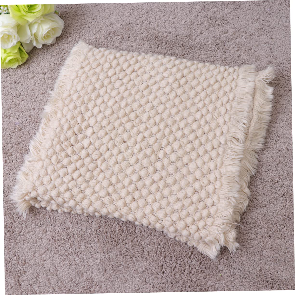 Abaodam 2piezas De Algodón Tejida para Bebés Cobertor Beige De Diseño De Piña Accesorio para Fotografía De Recién Nacidos y y Seguro