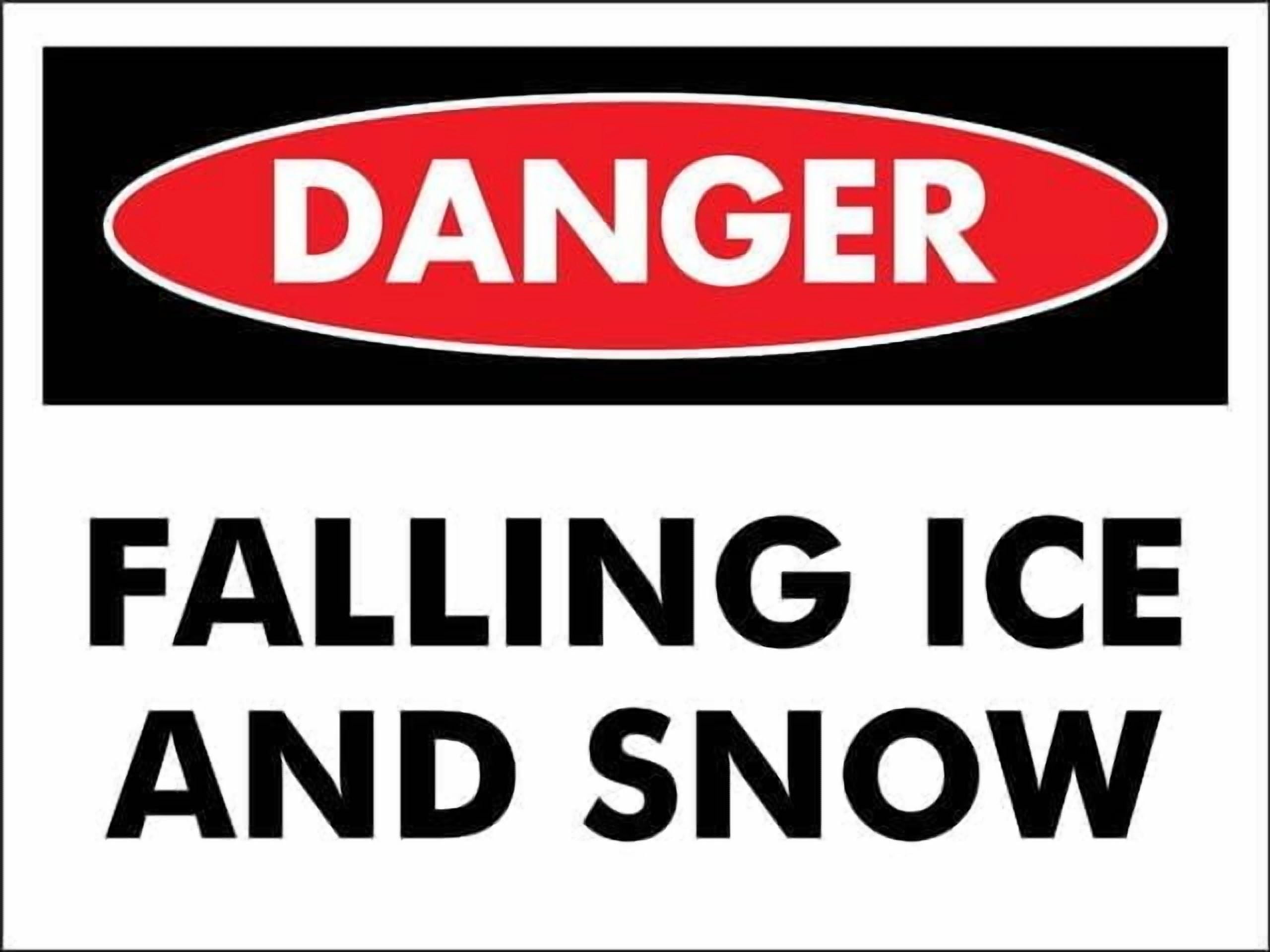 (2-Pack) Metal Tin Sign Danger Falling Ice And Snow Sign 12"X8" Rust Free,Indoor & Outdoor Use For Fence And Yard