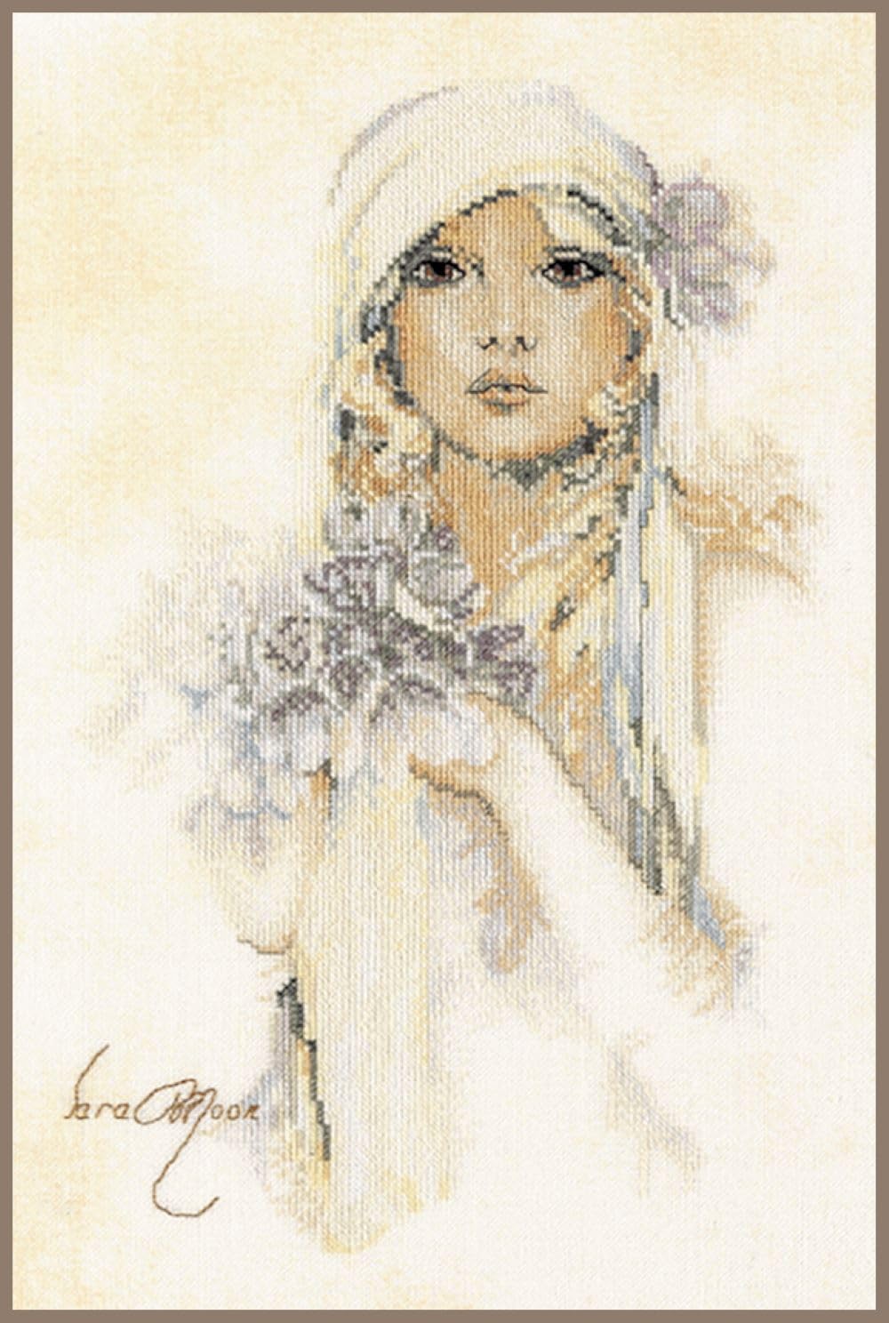 Lanarte Counted Cross Stitch kit Sara Moon Lilac Flower