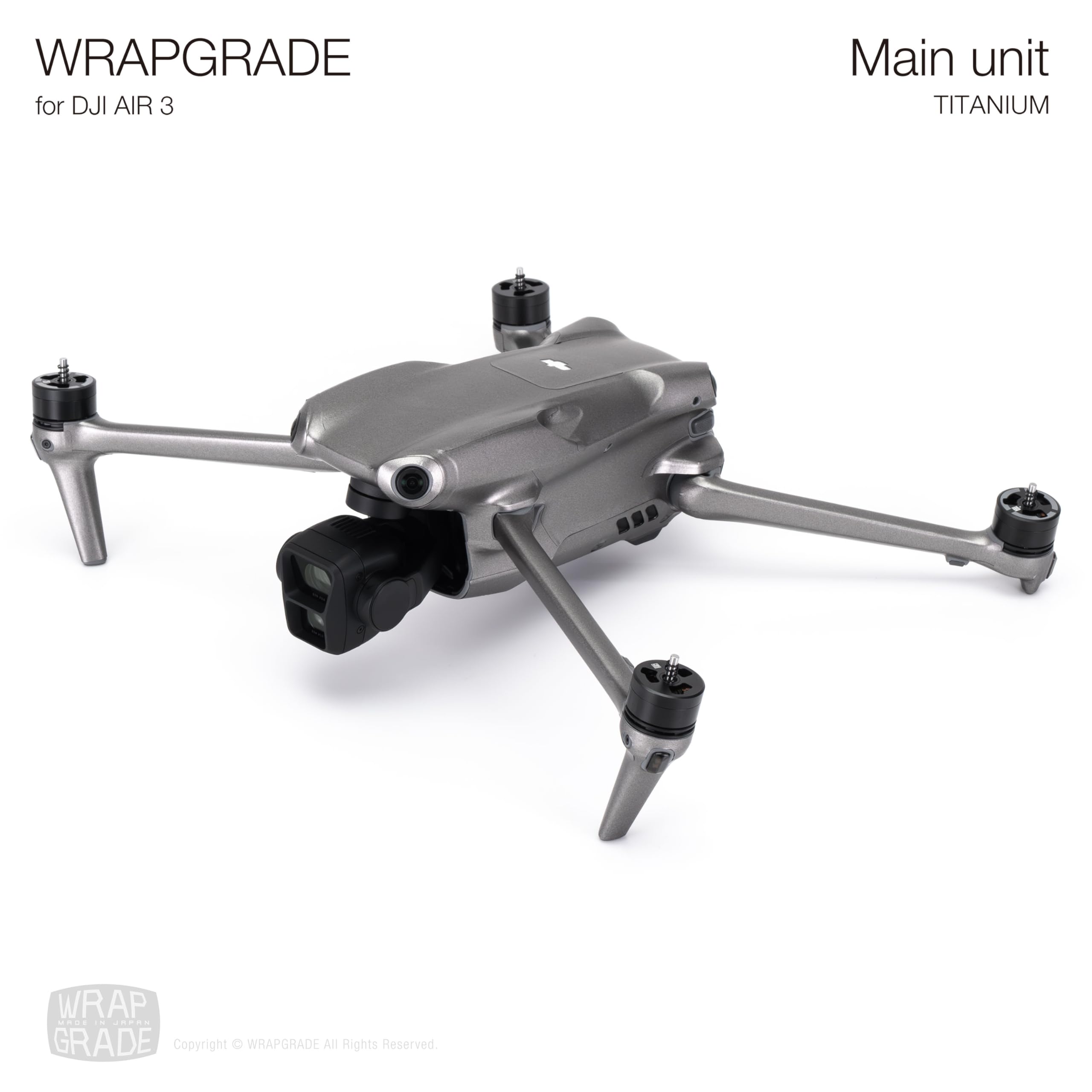WRAPGRADE Skin Stickers compatible with DJI Air 3, TITANIUM - Image 3
