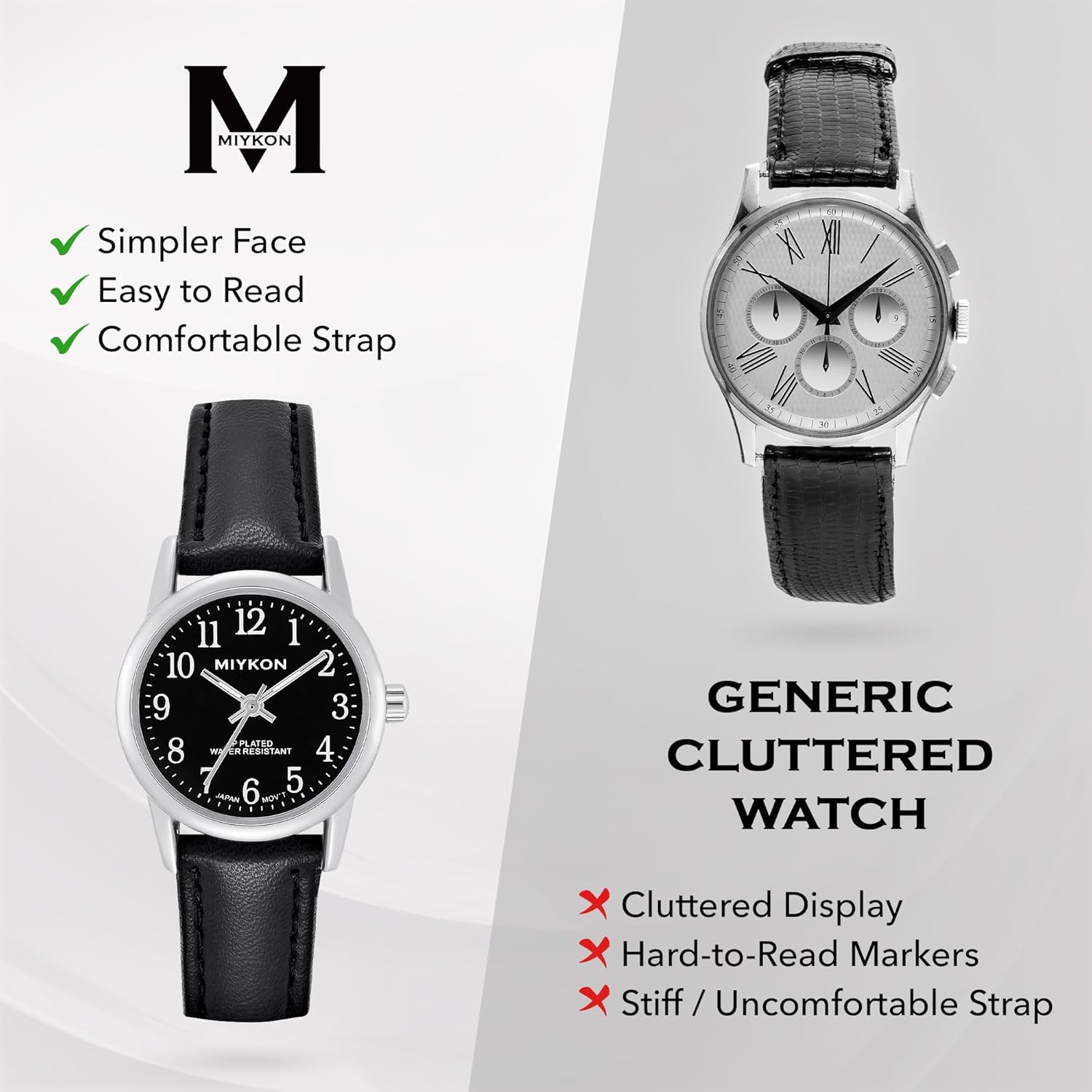 Miykon Ladies Watches for Women - Dainty Analog Womens Watches for Small Wrists with Genuine Leather Strap, Easy Reader Nurse Watch with Second Hand - Japan Quartz, Waterproof to 100ft - Image 6