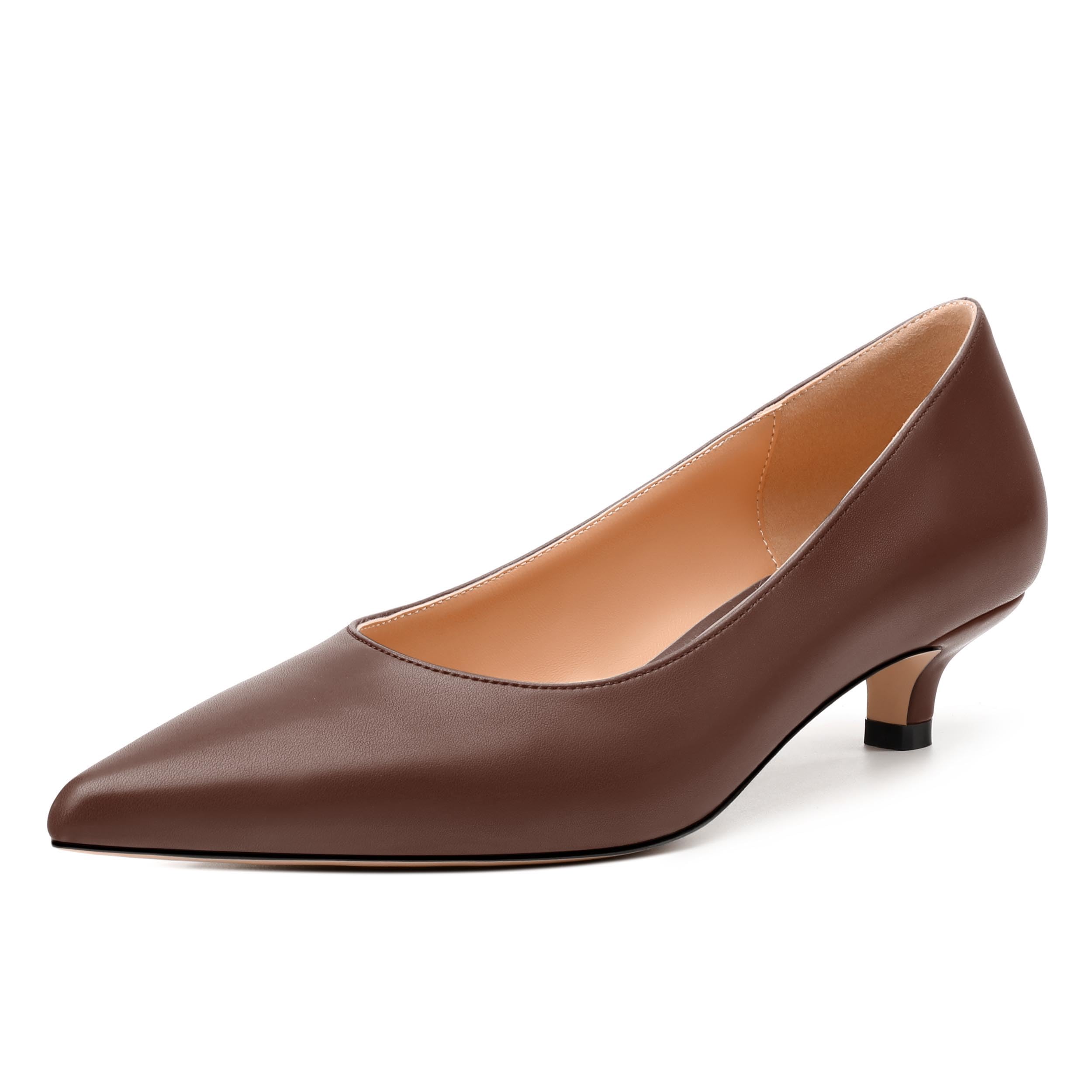 RLYGHWAO Women's Classic Pointed Toe Pumps Low Kitten Heels Fashion Comfortable Slip on Matte Solid Shoes 1.3 inch