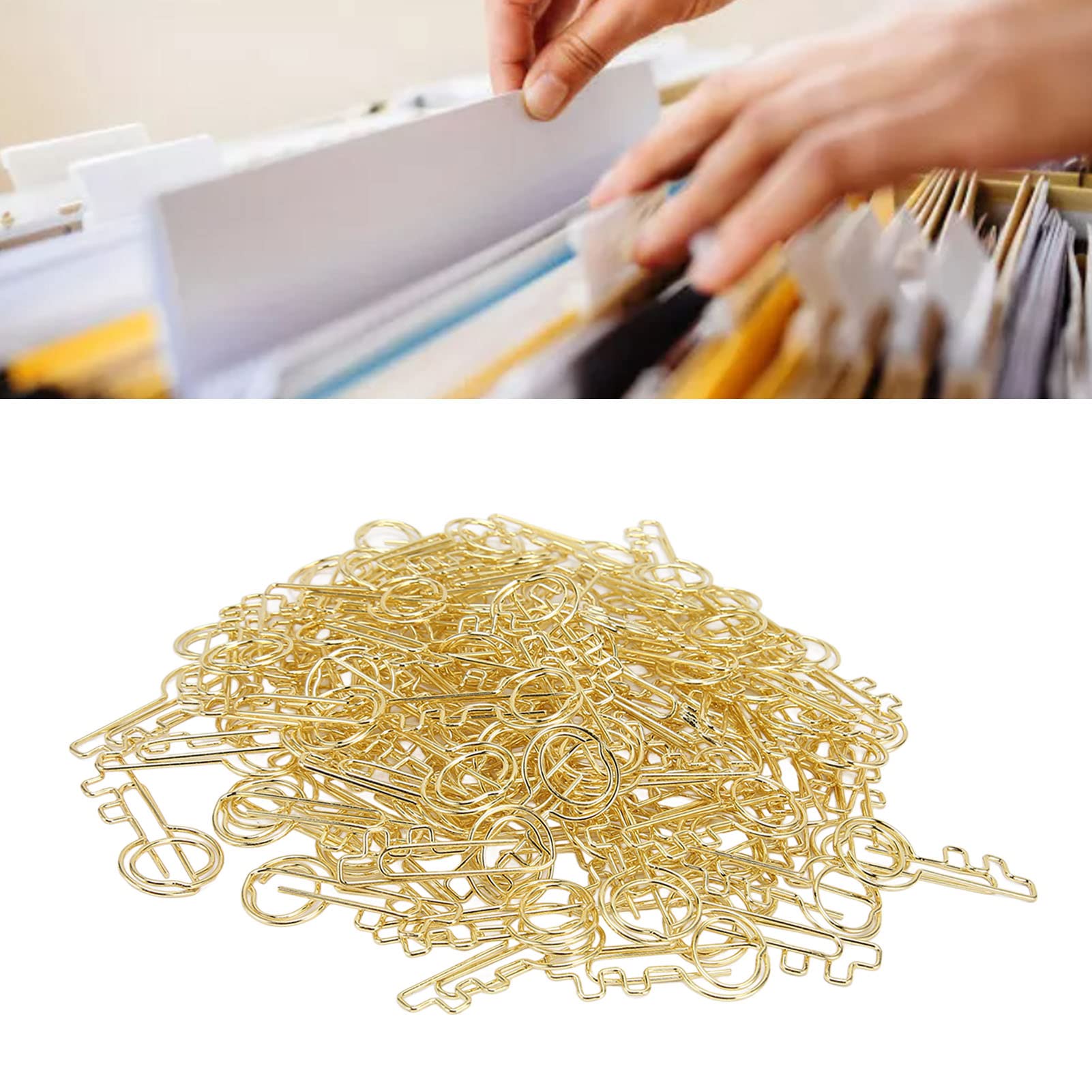 Clip di carta a forma di tasto Grcfumo da 100 pezzi, clip di segnalibri in metallo, clip di carta con scatola, documenti portatili cartaclips per la classificazione degli uffici