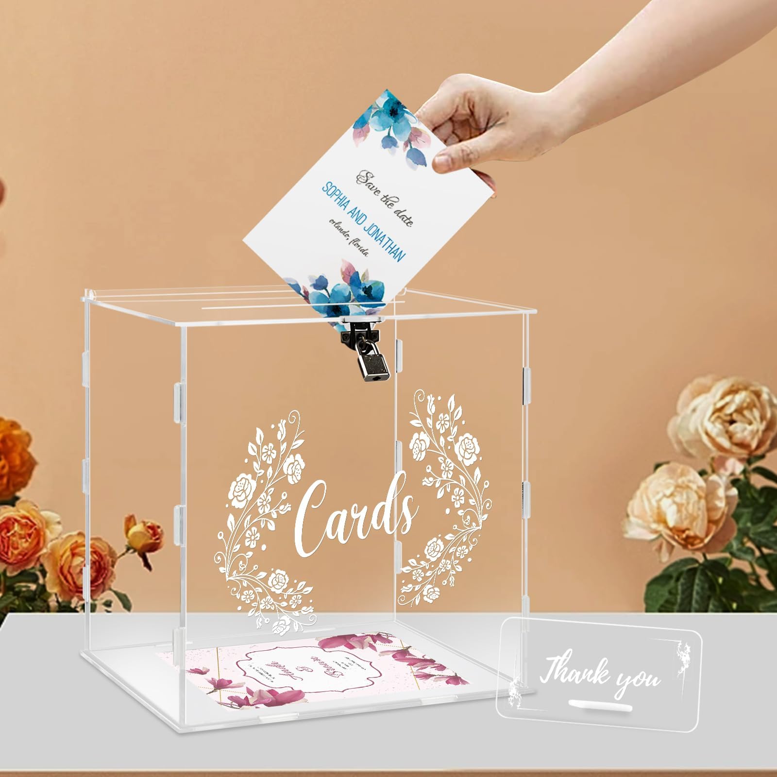 Suttmin 31 Pieces Acrylic Wedding Card Box with Lock Clear — free download