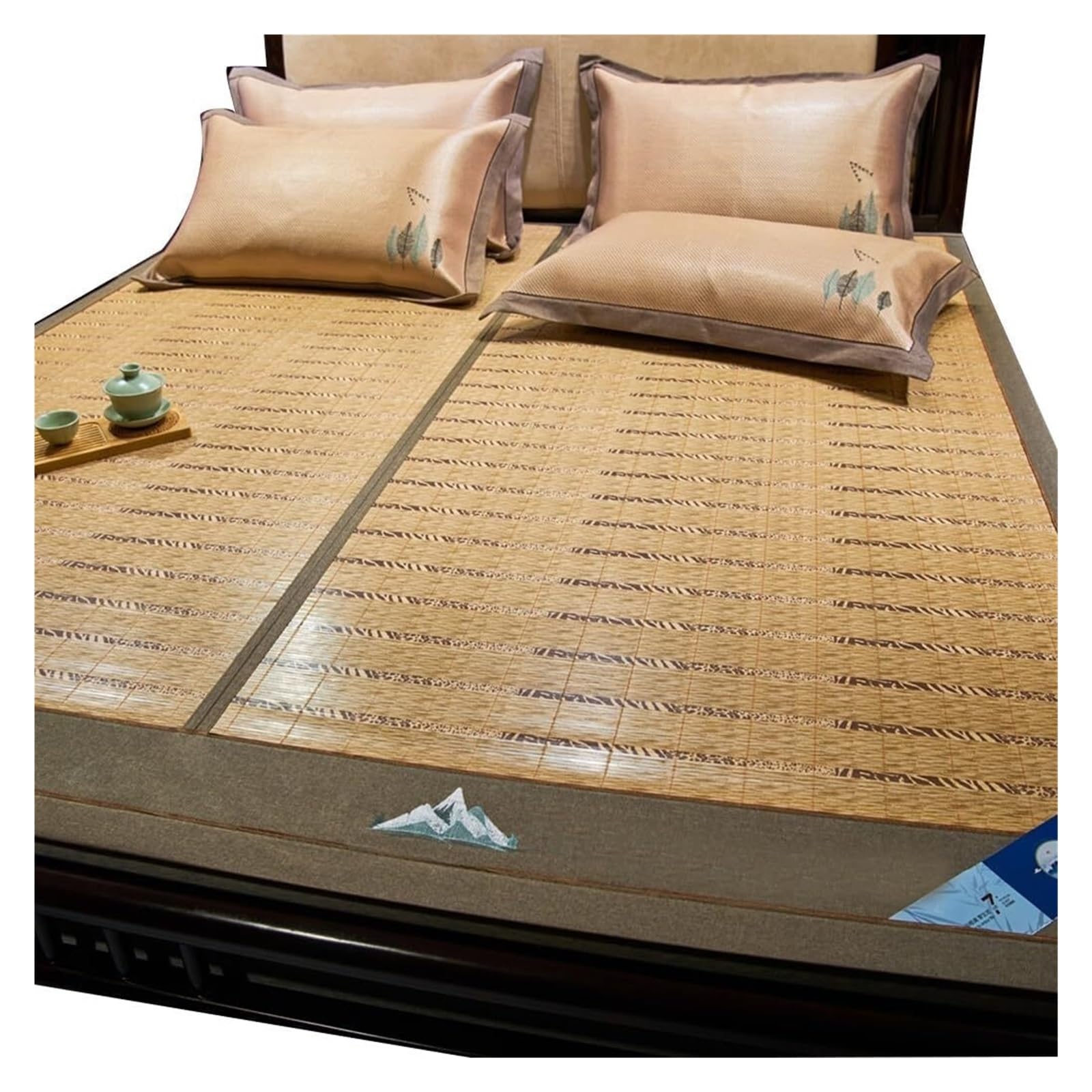 CVdrtyED Human Cooling Mat Summer Sleeping Mat Bamboo Cooling Mattress Bedding Double-Sided Folding Ice Silk Durable Smooth(A,1.5 * 1.95M/59 * 77in)