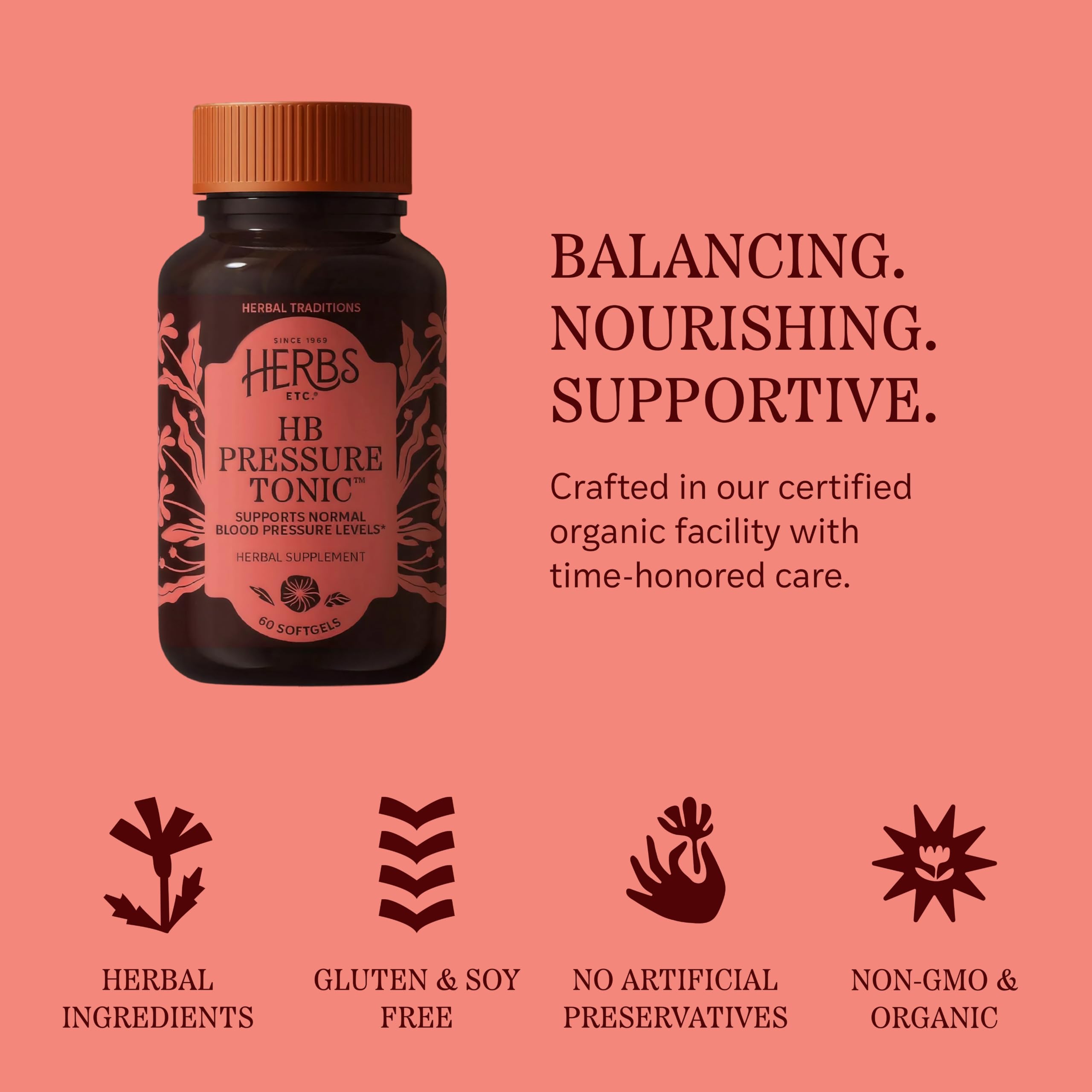 Herbs Etc. HB Pressure Tonic Softgels, Heart Supplement, Organic, 60 Count — Amazon image 6