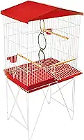 Viveiro Para Pássaros Grandes Poleiro Frontal Papagaios Calopsitas Aves Gaiola com Acessórios (Vermelho)