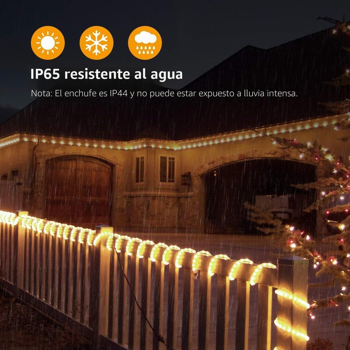 Lighting EVER LE Manguera de Luces Exterior 10m 240 LED, Cadena de luces Blanco cálido con Enchufe, Resistente al Agua para Exterior, Jardín, Césped, Terraza, Patio, Navidad