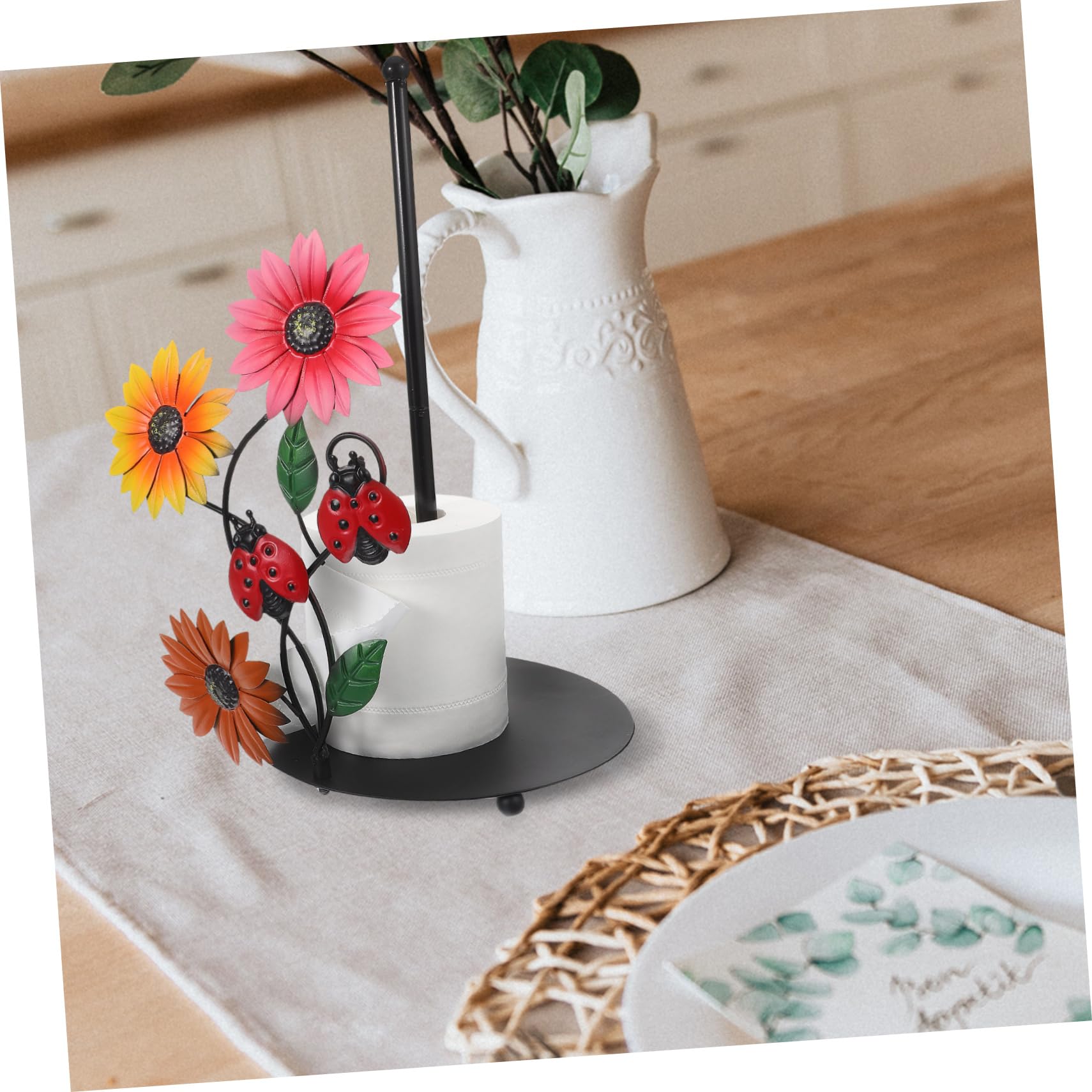 SHINEOFI Portarotolo Base Stabile in Ferro di Carta e Forma di Girasole Decorazione Moderna per Cucina, Sala da Pranzo Soggiorno