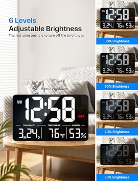 MASHI 13 Large Display Digital Clock, Alarm, Date, Temperature, DST