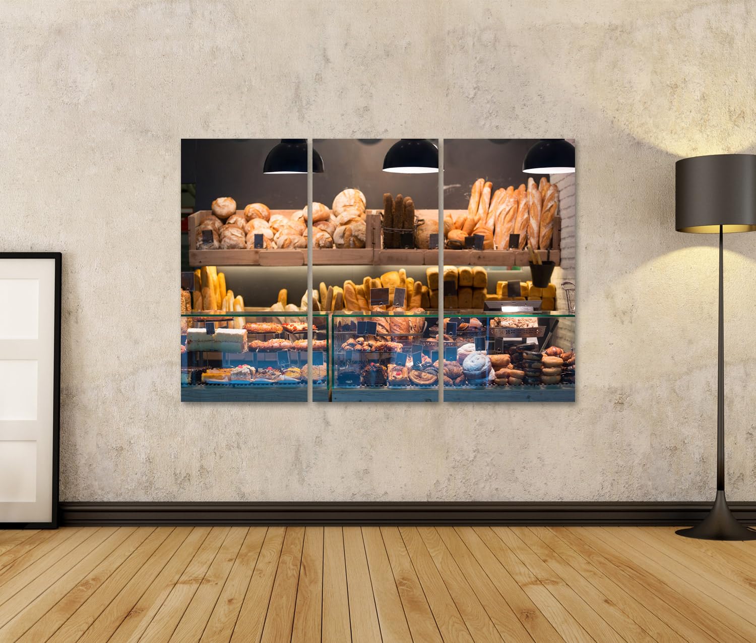 islandburner Cuadro sobre lienzo Pan y productos de panadería en una acogedora panadería Presentación Imágenes Murales Póster