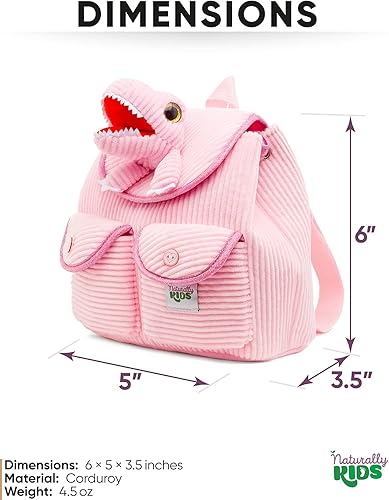 Miniatura 3 de Naturally KIDS Mini mochila de dinosaurio - Mochila muy pequeña para niñas y niños - Juguetes de dinosaurio para niños de 3 a 5 años - Mochila