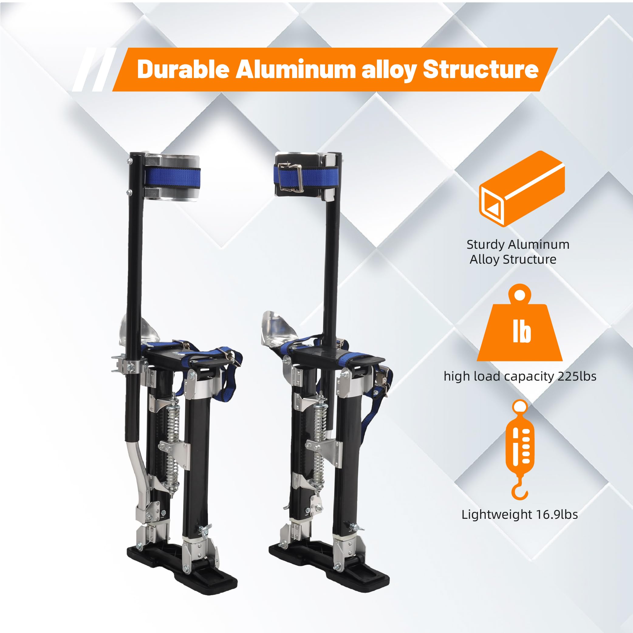 Findmall Drywall Stilts – Aluminum, 15-23" Adjustable, Black, 2 Year Warranty