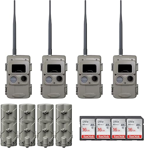 Cuddeback Cuddelink Tracks - Paquete de cámara IR (4 en total) con 4 bancos de energía y tarjetas SD de 4 a 16 GB