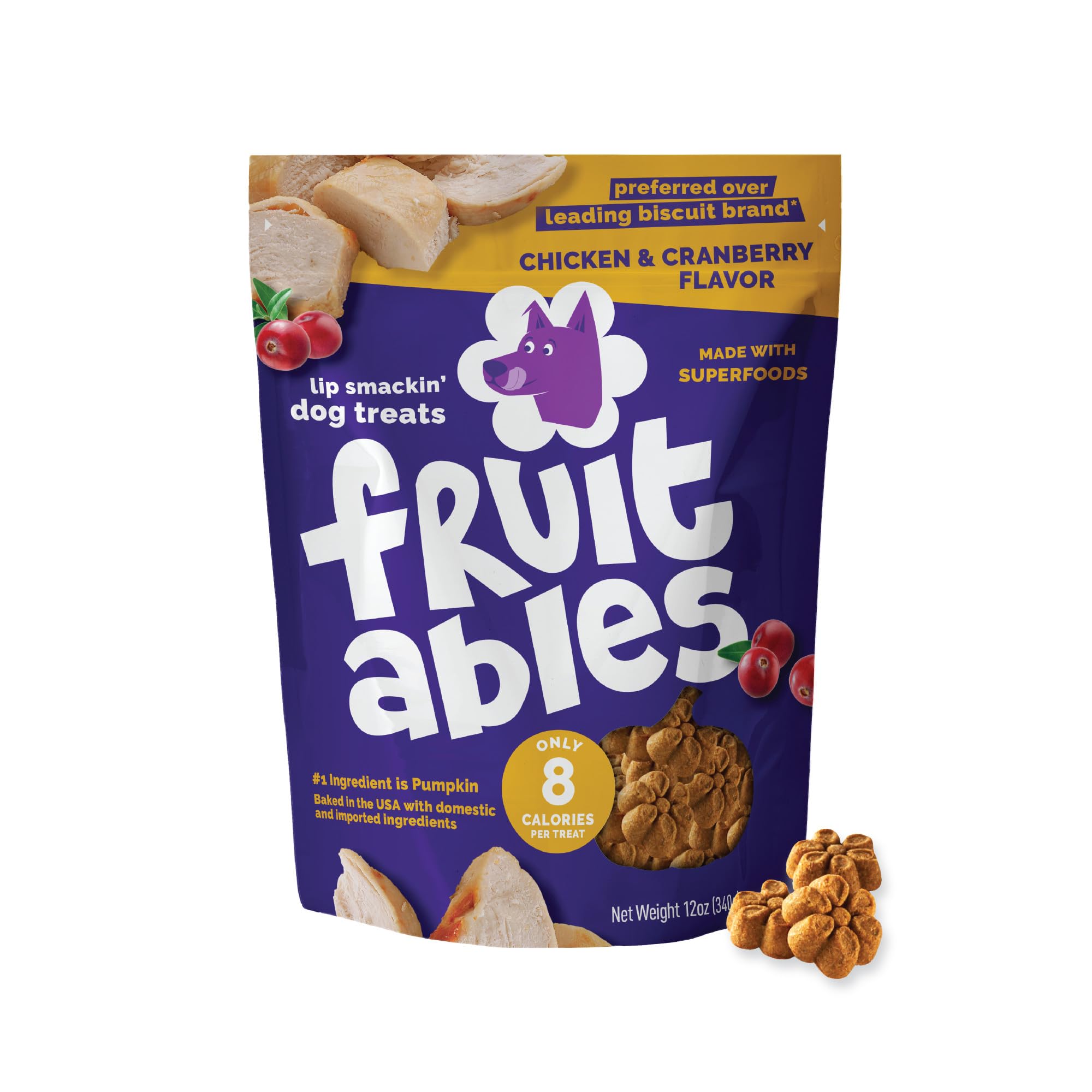 Fruitables Baked Dog Treats, Healthy Pumpkin Treat for Dogs, Low Calorie & Delicious, Made Without Wheat, Corn and Soy, Made in the USA, Allergy