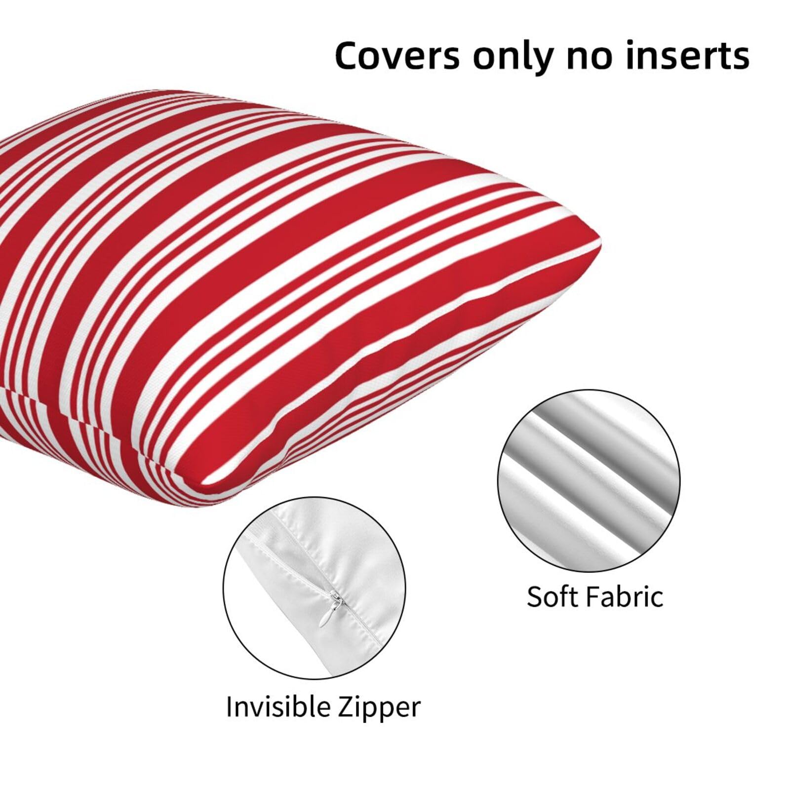 Rot-weiß Gestreifte Kissenbezüge – Set Mit 2 Dekorativen Bezügen, 45,7 X 45,7 Cm, Polyester