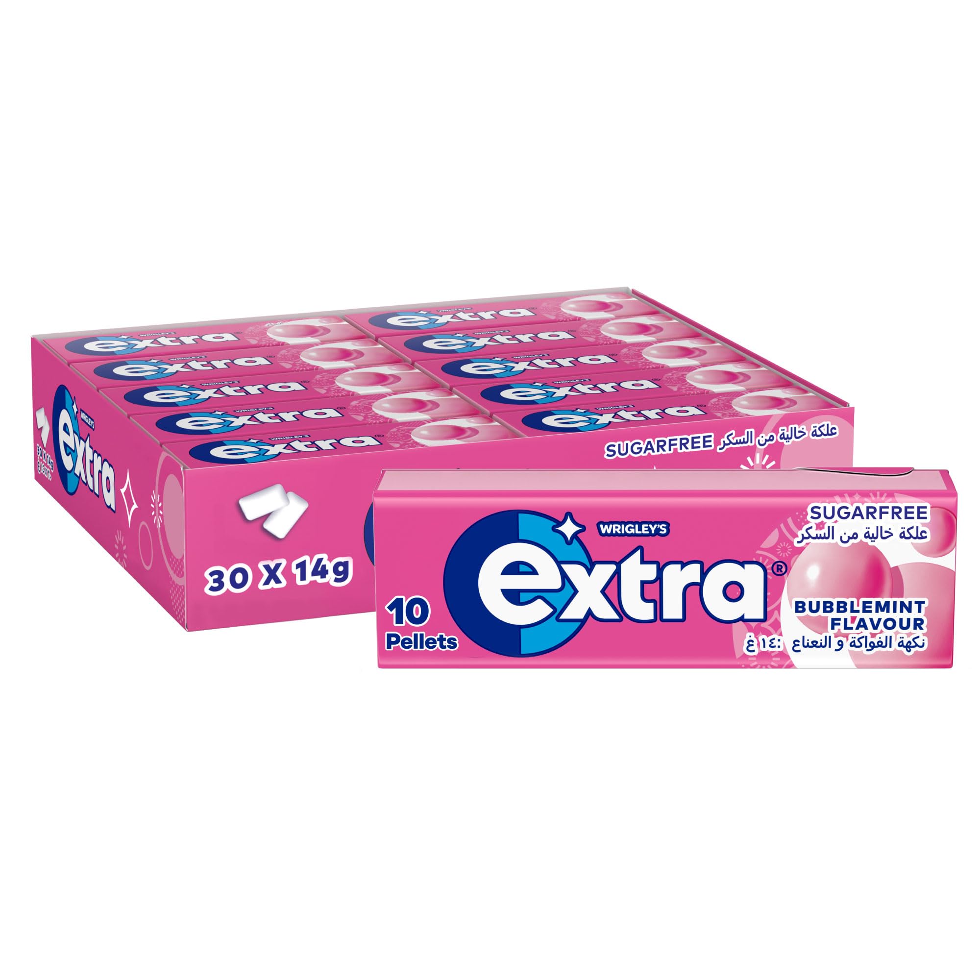 Extra Gum Bubblemint, Sugar Free Chewing Gum Pack of 30x10 Pellets, Get Fresh on the Go, and Ready for Every Opportunity