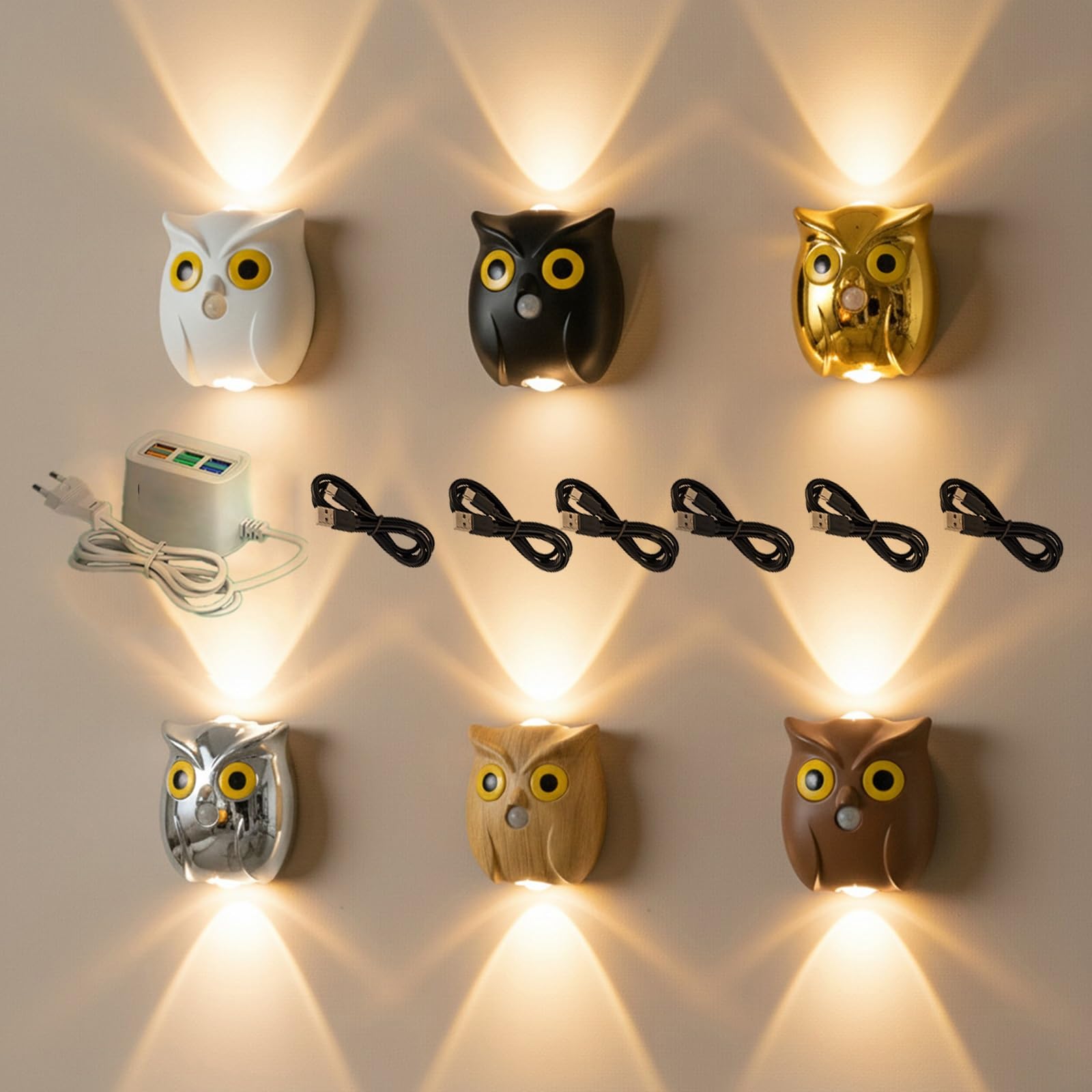 6 paquetes de luz nocturna LED con sensor de movimiento, brillo ajustable, lámpara de pared recargable por USB, instalación de adsorción magnética for pasillo dormitorio escaleras(6 pcs set)