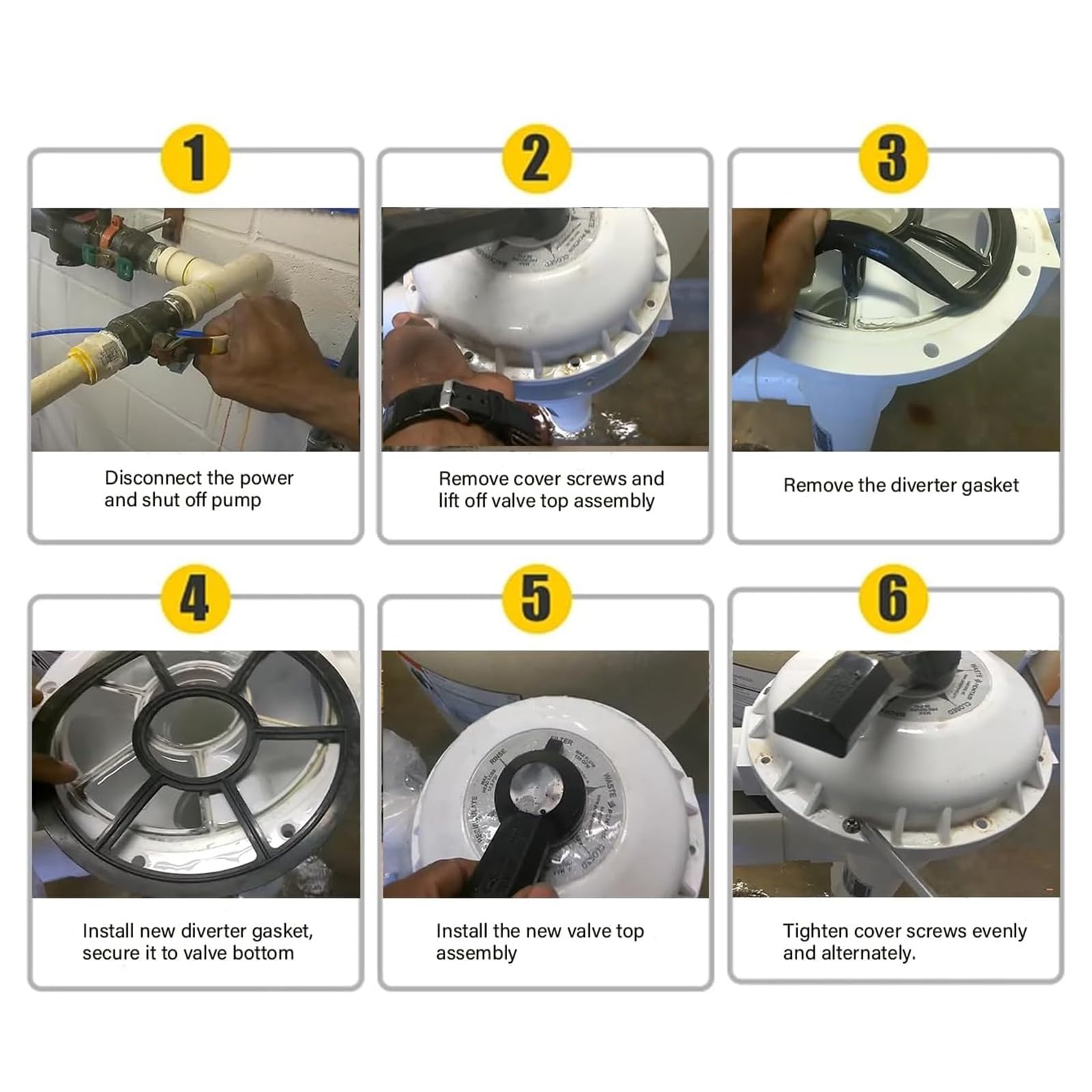 Reemplazo eficiente para válvulas de control de agua para diferentes modelos de piscinas. Cabezal de válvula multipuerto estructurado