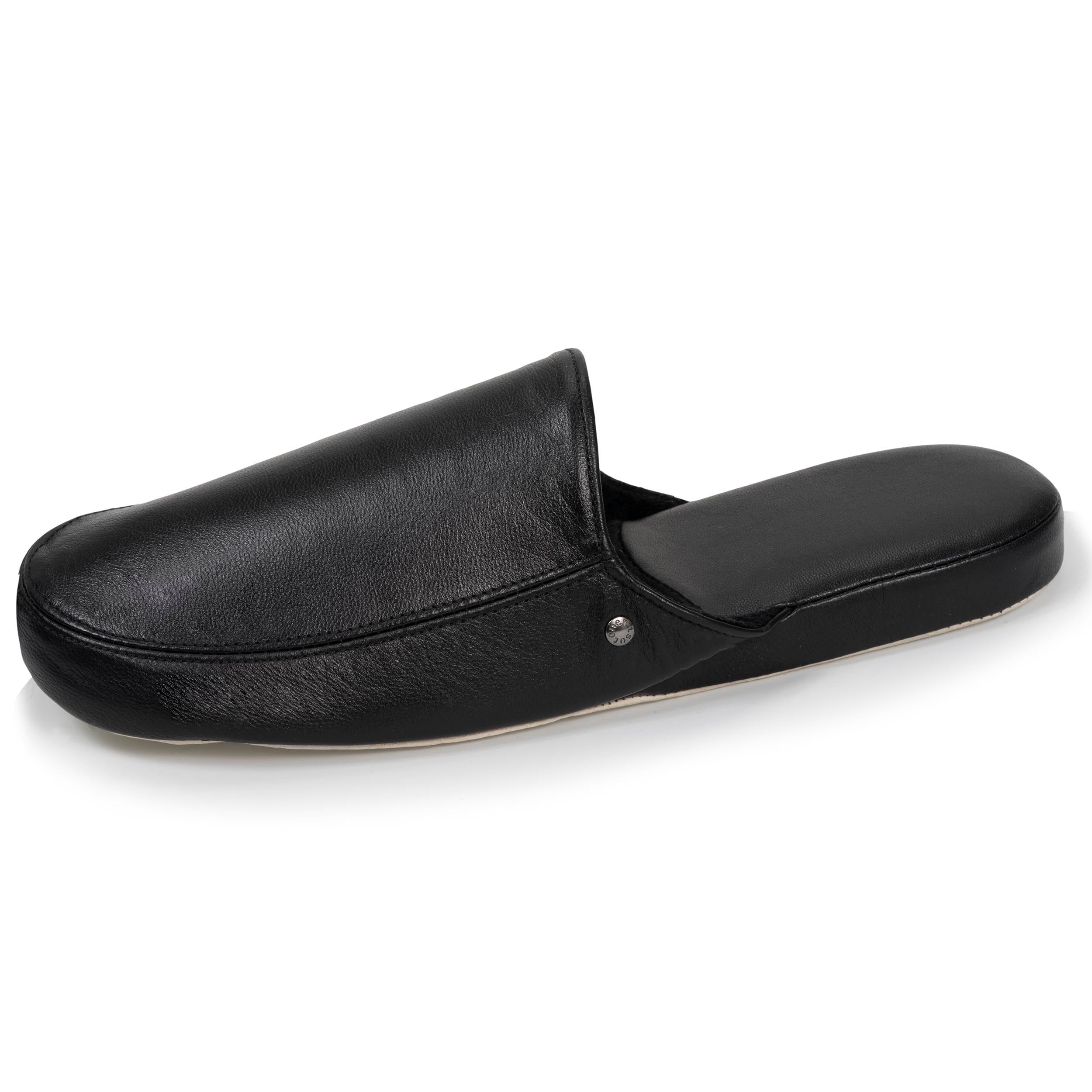 Isotoner Chaussons Homme Mules en cuir végétal - Ultra confort et léger, noir, taille 42 EU