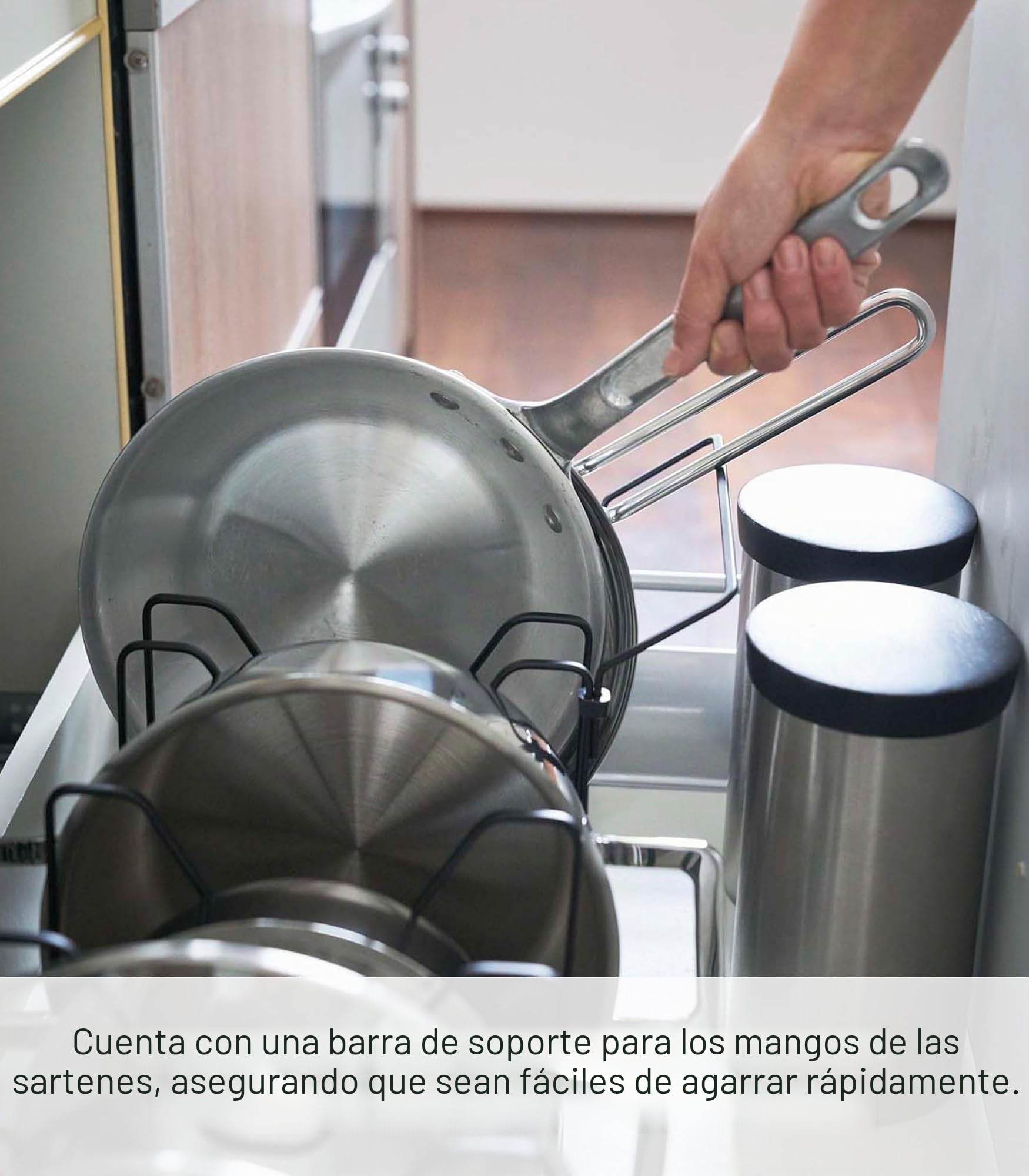 YAMAZAKI Torre Soporte para sartenes, Plástico Acero aleado, Negro