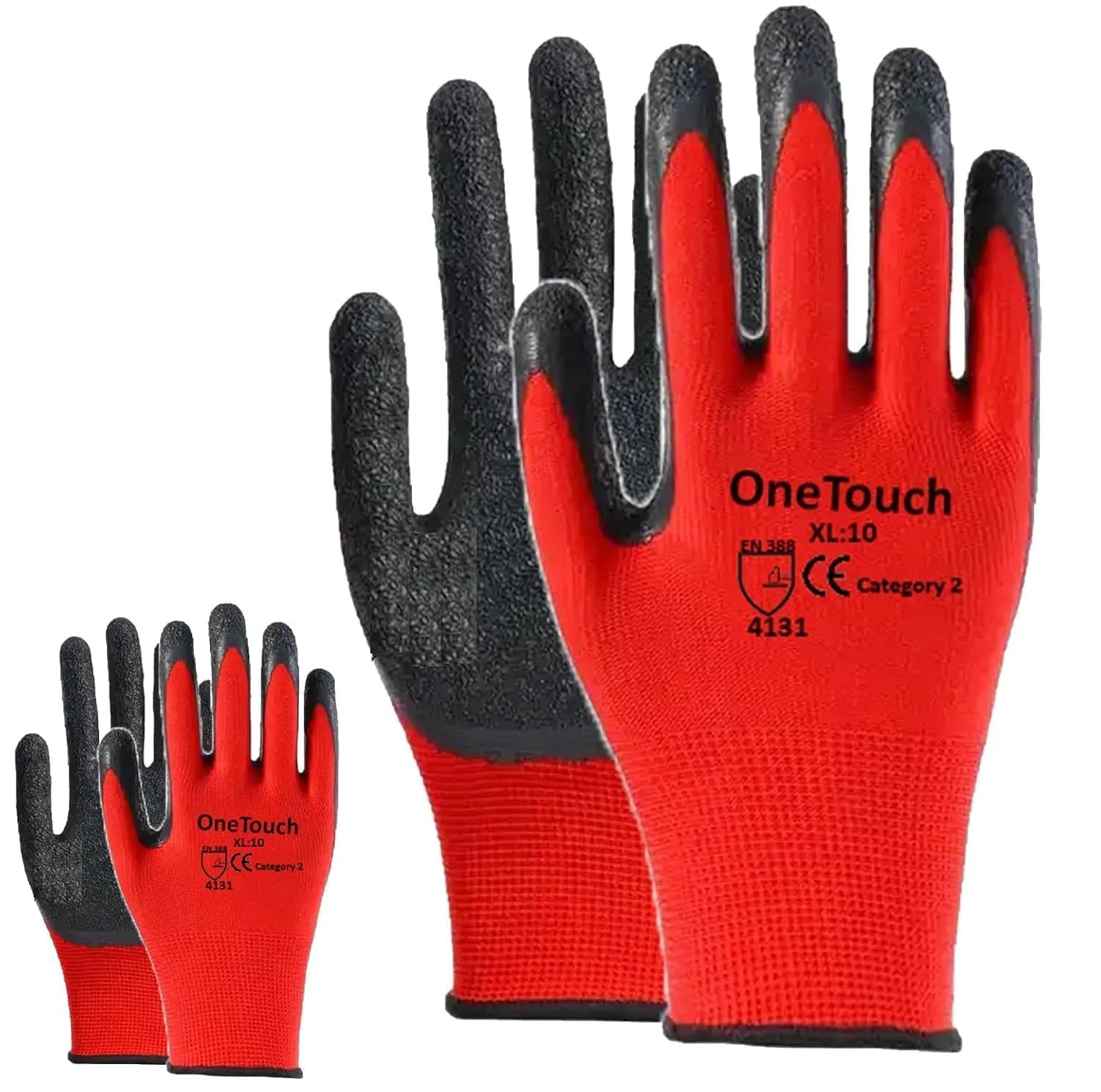 A406 24 Pairs Red Work Gloves Latex coated Crinkled finish Safety Gloves Non Slip Gloves Rubber Gloves for Builder construction gardening Heavy Duty for Construction, Warehouse (Small-7) โ image 1