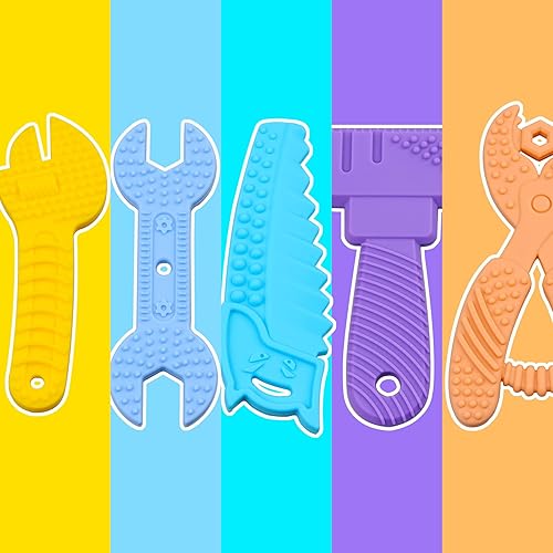 Miniatura 3 de 5 juguetes de dentición para bebés, mordedor sensorial de silicona para recién nacidos de 0-6, 9, 12, 18 meses, juguetes de viaje para niños, sin BPA