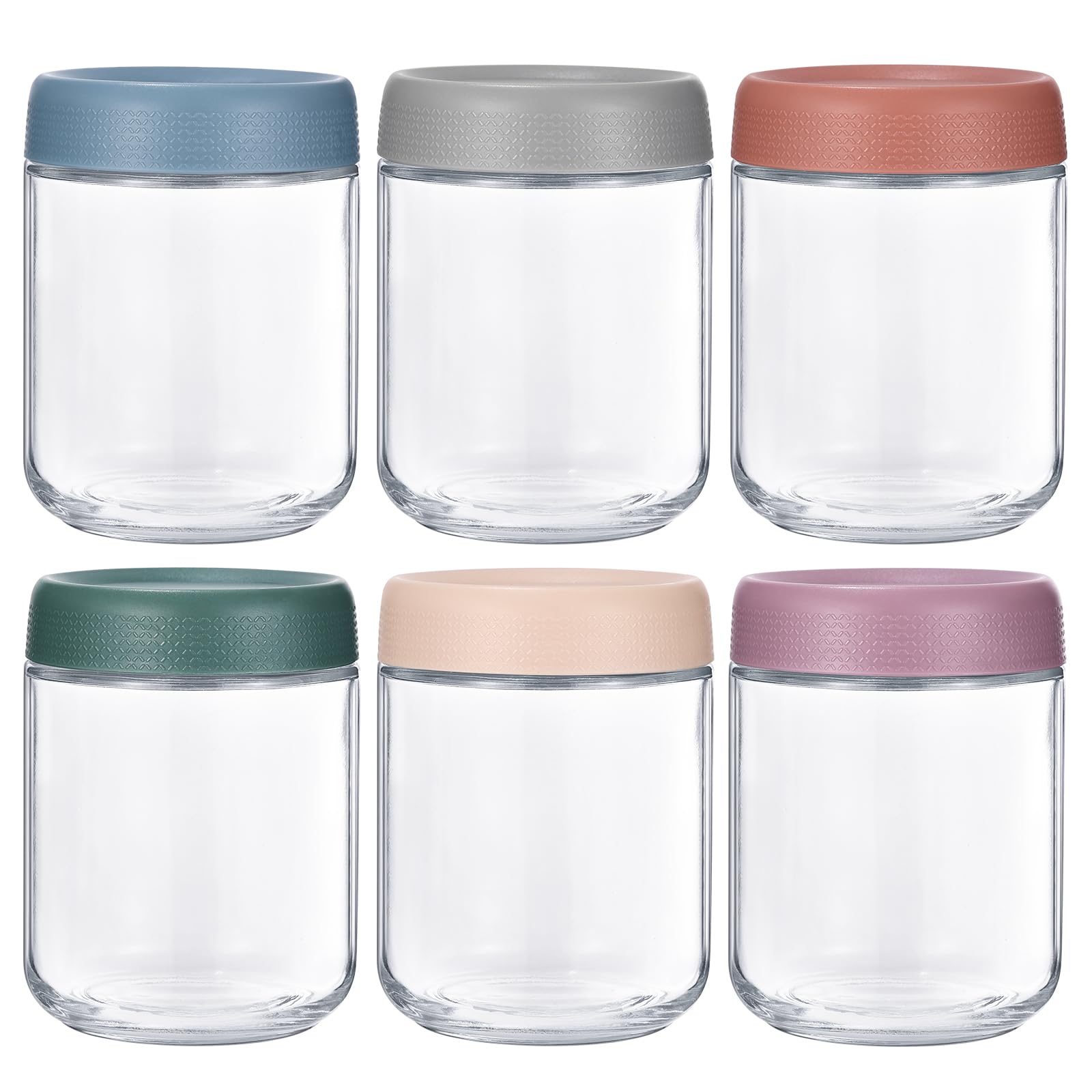 Lychico Transparent 6-Pack 500Ml Glass Jars With Airtight Lids, Leakproof Containers For Overnight Oats, Yogurt, Smoothies, Sauces, Meal Prep & Fermentation, Wide Mouth Refillable Jars