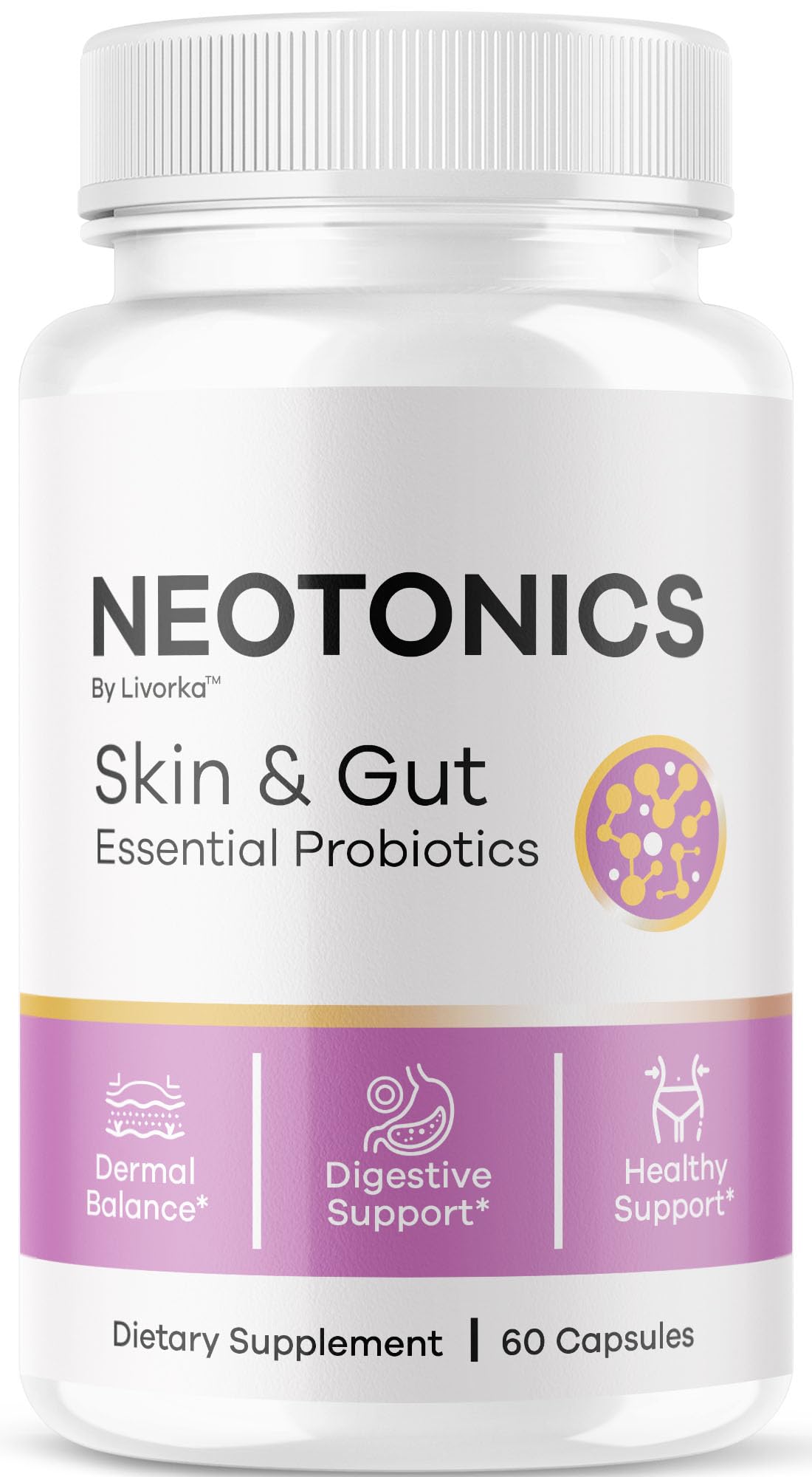 Neotonics Capsules - Official Neotonics Skin & Gut Essential Probiotics, Advanced Formula Neotonics Skin and Gut Organic, All Natural Supplement Neotonics Review, 60 Capsules for 1 Month