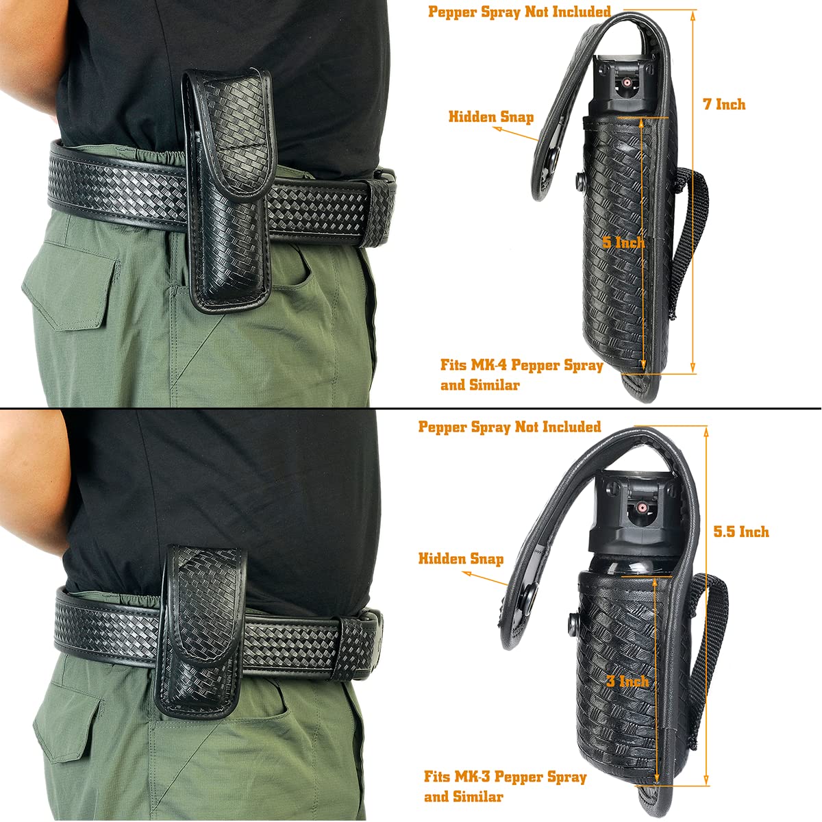 SdTacDuGe Molded OC/Mace Spray Pouch for Duty Belt,OC/Mace Spray Holder Pouch with Hidden Snap,Top Flap Police Duty OC Pepper Spray Holder MK3 or MK4