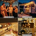 Metaku Globe String Lights Fairy Battery Operated 26ft 60LED with Remote Waterproof Indoor Outdoor Hanging Decorative Christmas for Home Party Patio Garden Wedding