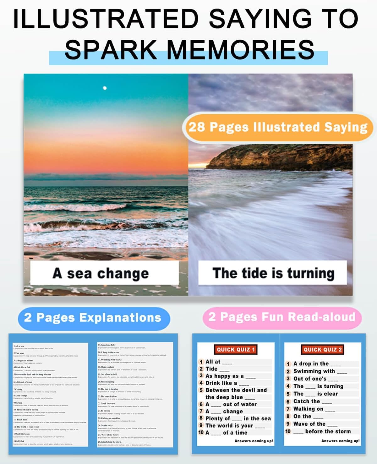 Relaxing Cognitive Memory Adult Game Picture Books for Dementia Activities for Seniors, Alzheimers Products for Elderly, Large Print Illustrated English Saying, Gifts for Dementia Patients image 5