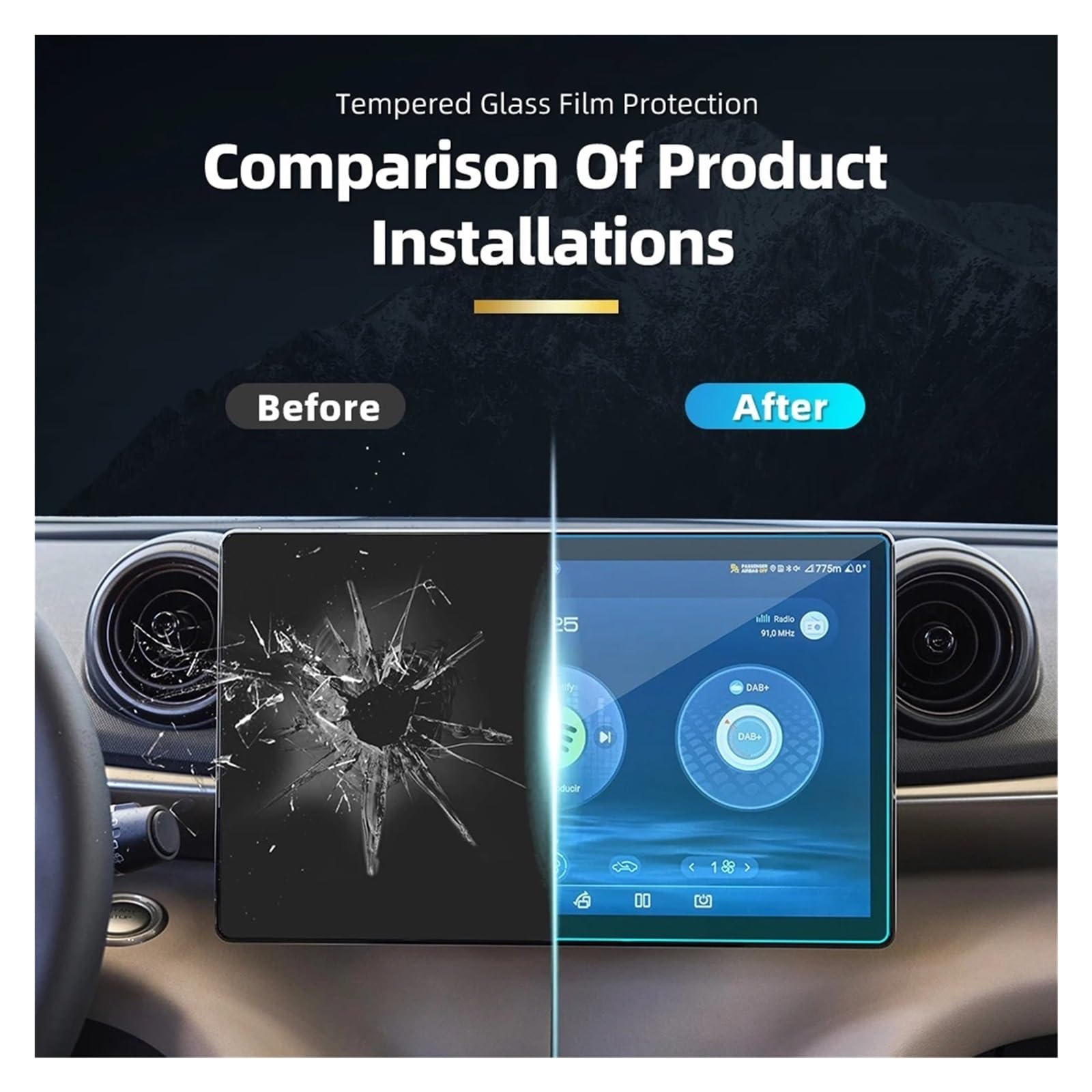 Pellicola Protettiva in Vetro temperato per Auto BYD Dolphin 2024 2025, per Console Centrale, navigatore GPS e Schermo.