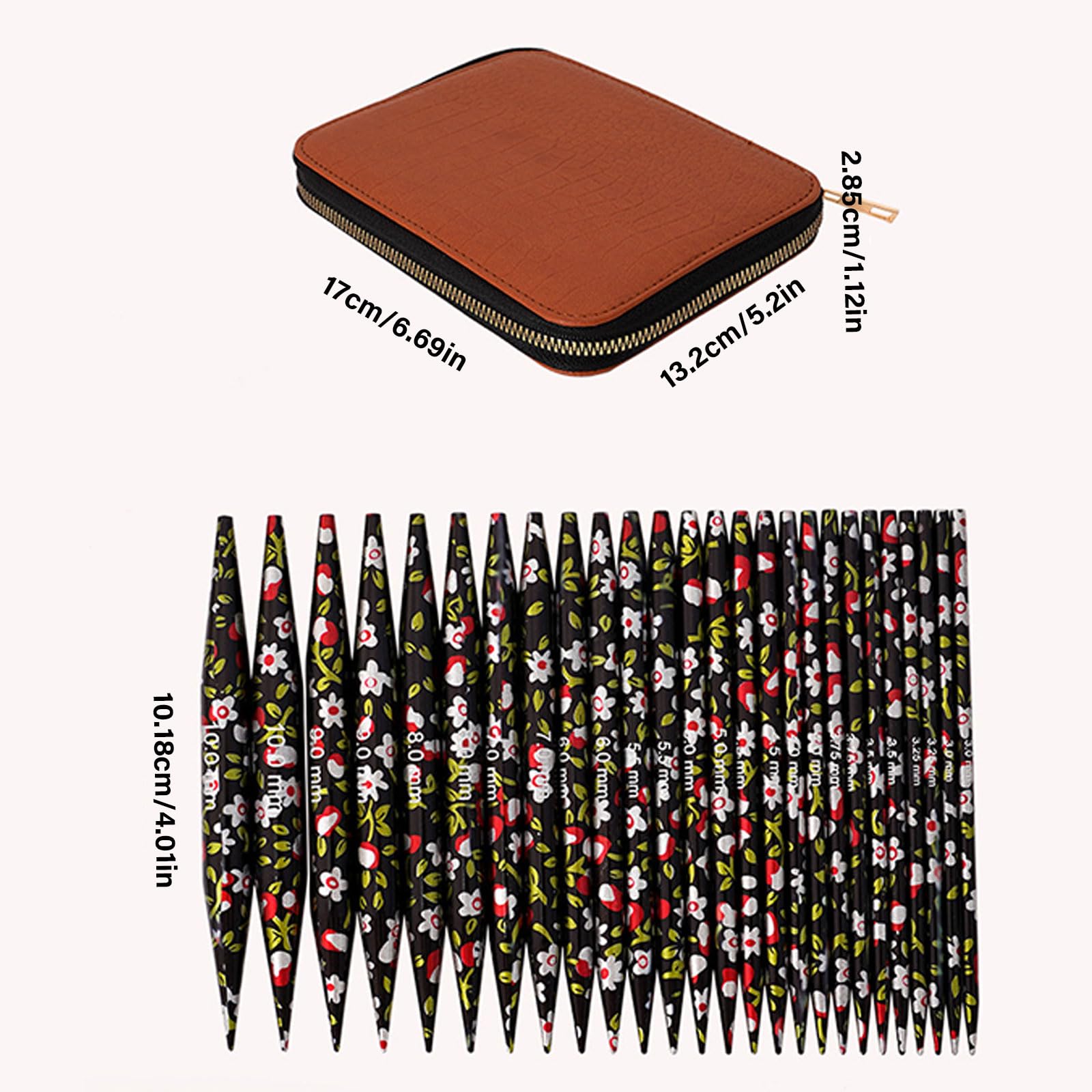 Rundstricknadel Set mit Etui und Zubehör, Größe von 3 mm bis 10 mm, Zubehör für Rundstricknadeln, Rundstricknadel Set