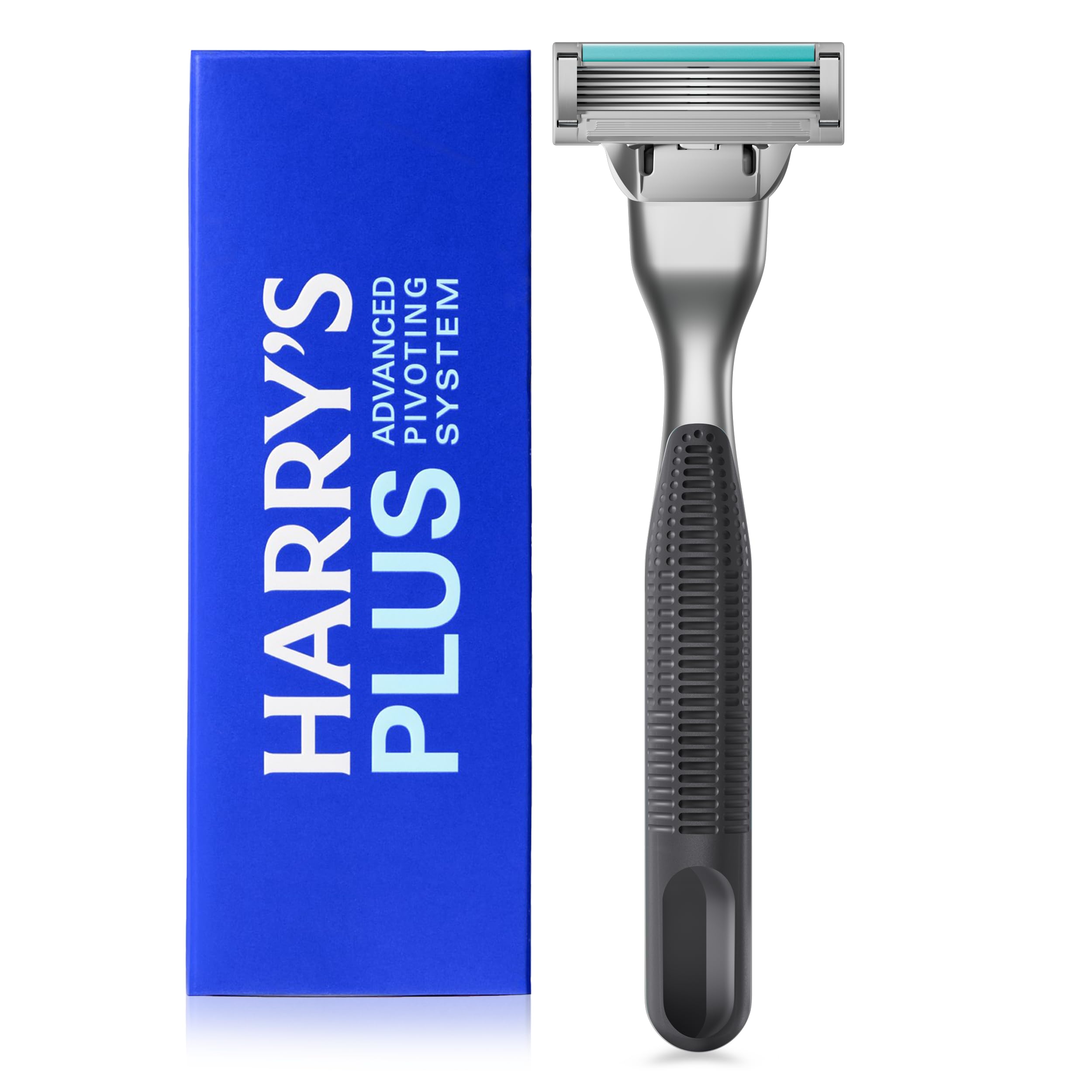 Harry's Plus: Razor for Men - Premium Handle and Razor Blade Cartridge - Advanced Pivoting System - Shaving Kit for Men - Black