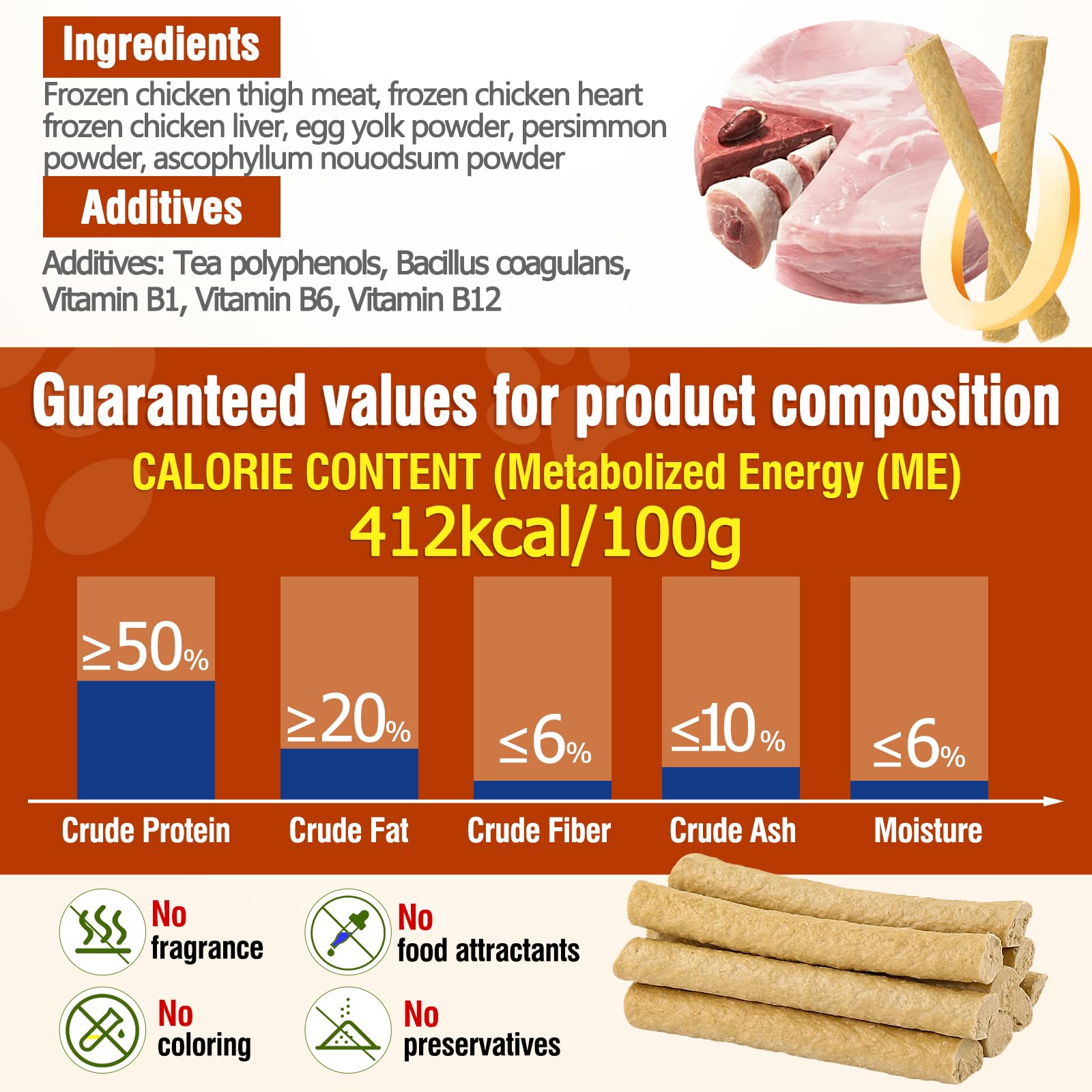 30g Freezed Dried Cat Dental Treats Egg Yolk Flavor, Cat Chew Stick for Freshens Breath and Reduce Tartar, Feline Teething Sticks Cats Treats Snack - image 6