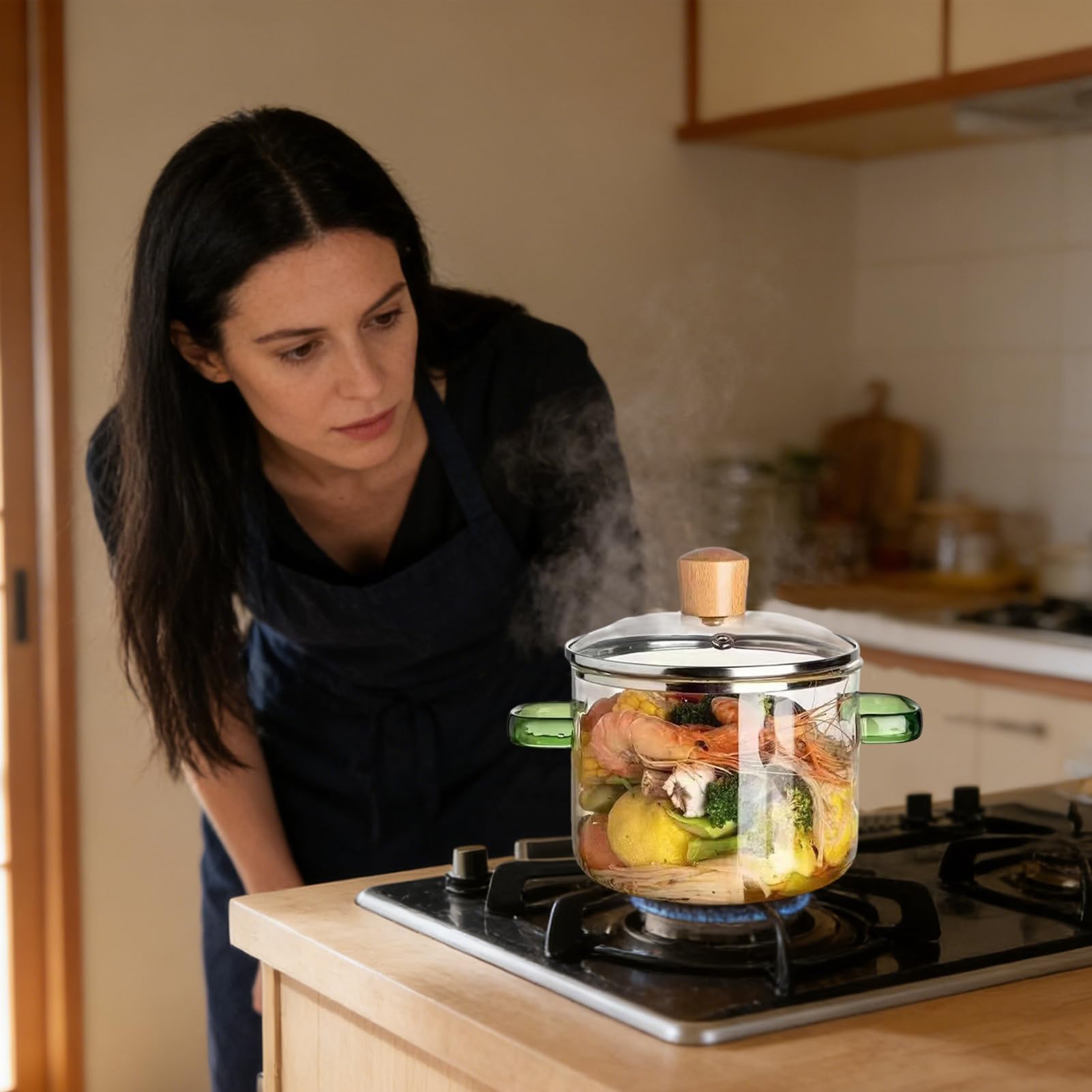 Amazon | 透明鍋，耐熱ガラス 鍋 ih対応，ガラス鍋 直火，1600ml 耐熱