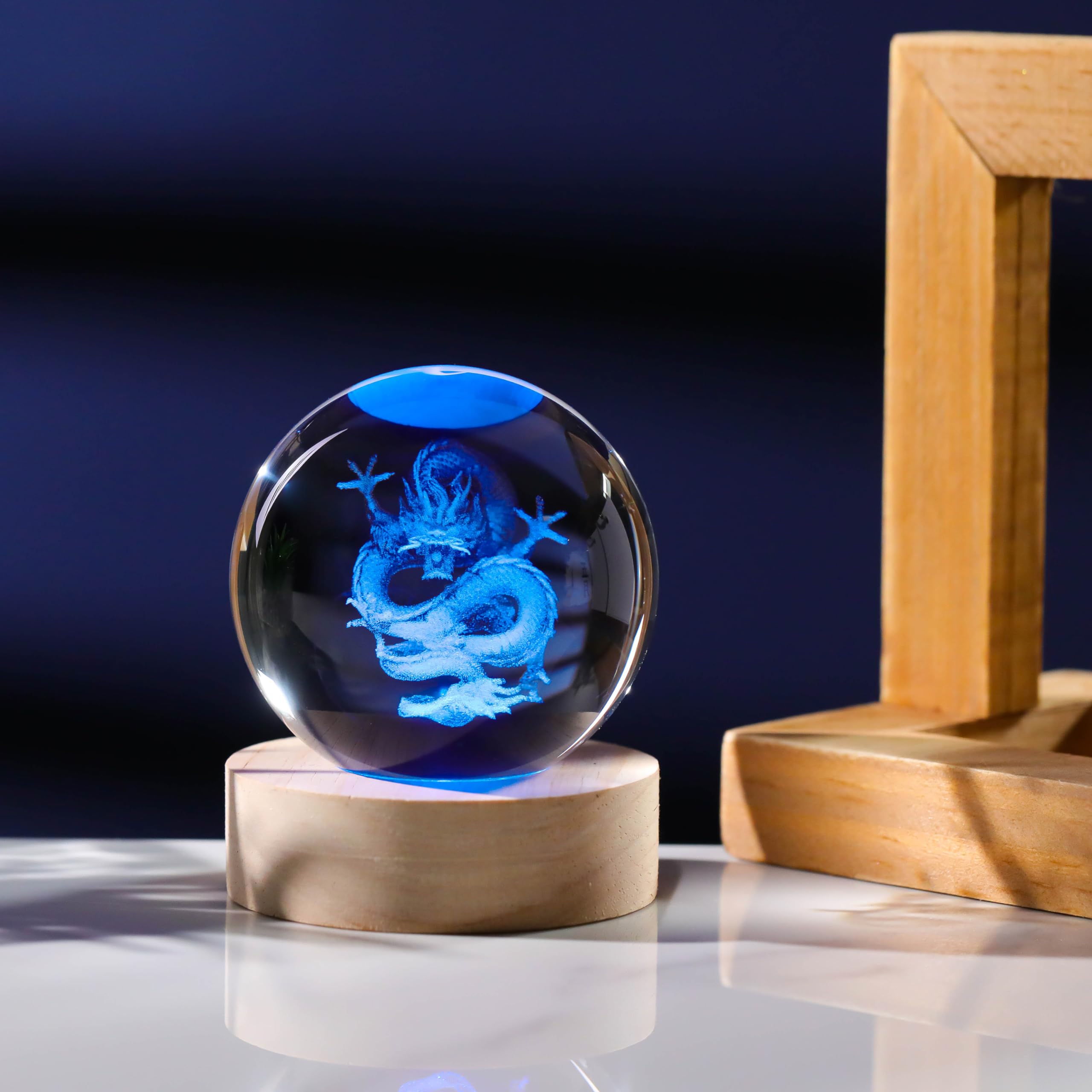 Amazon.com: 3D Dragon Crystal Ball 60mm - Figurines Decor Glass