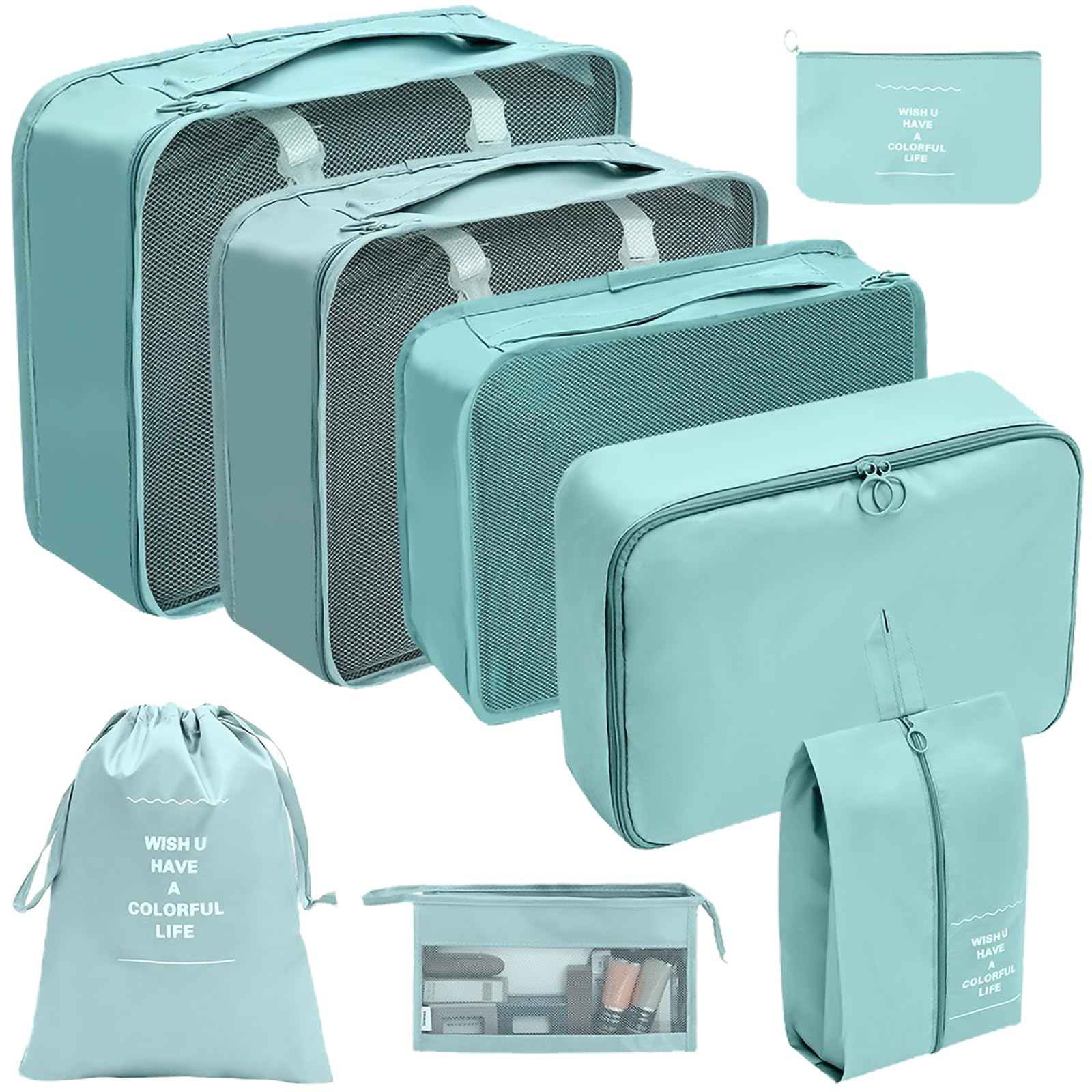 8x / Set Tavel Packing Cubes Waterproof Suitcase Organiser Small Travel Luggage Packing Organisers
