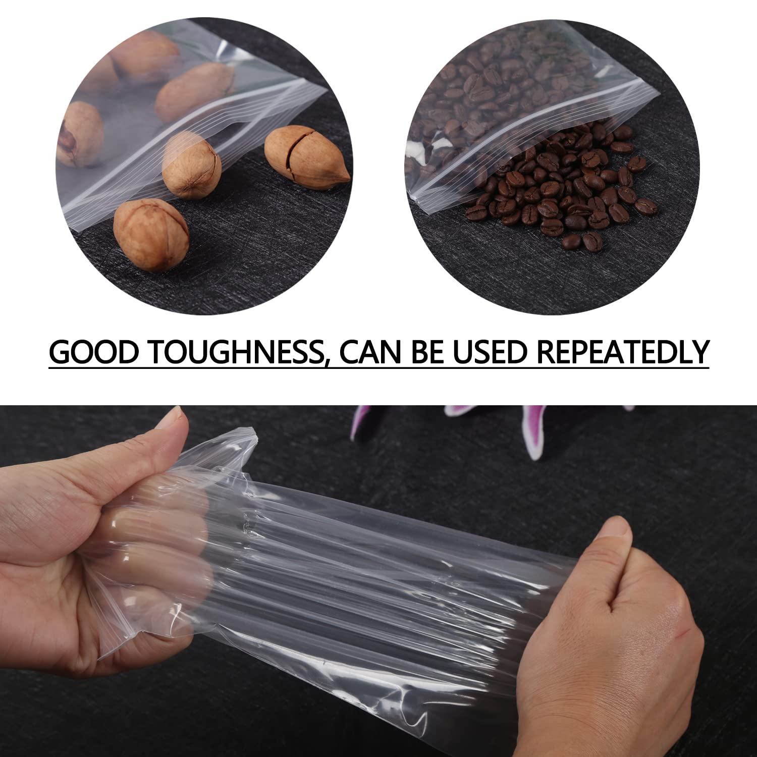 Rshuhx Sacchetti Plastica Richiudibili Addensare 160um 200pcs 7cmx10cm Piccoli Chiusura Asacchetti Trasparente Chiusura Con Cerniera A Pressione Per Gioielli Biscotti Dolci - Foto 7