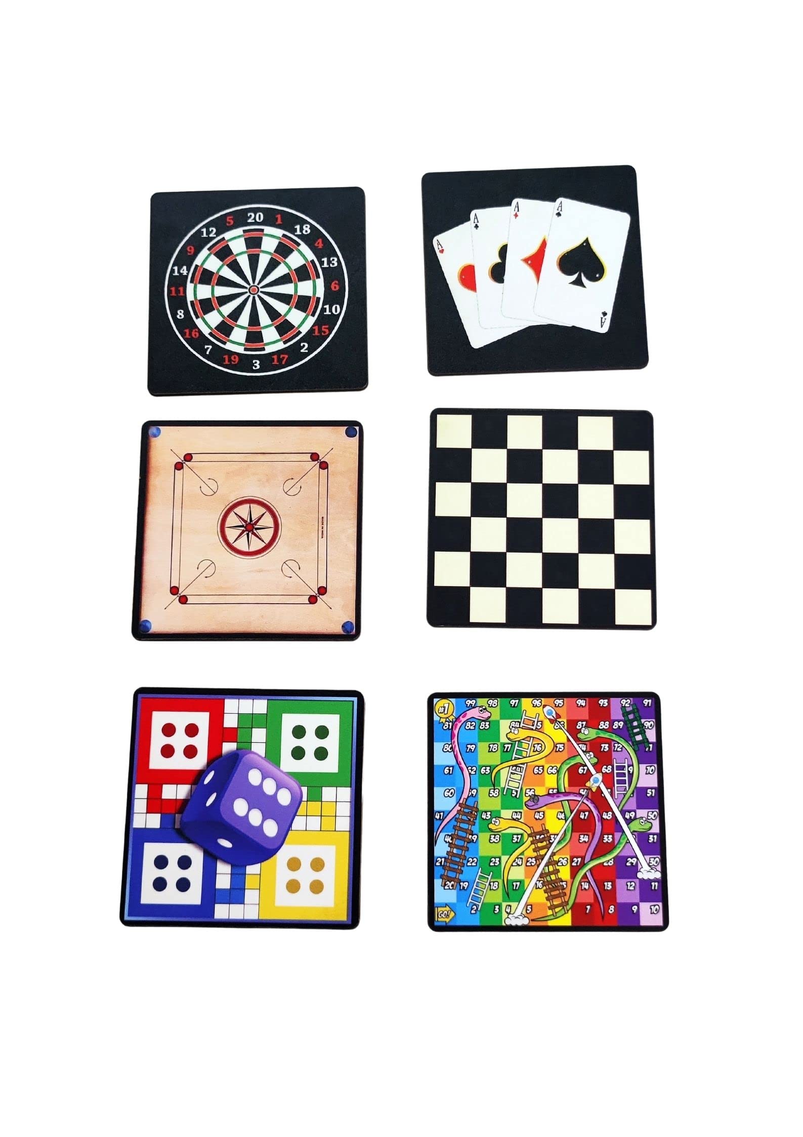 thinkBOX Wooden Tea Coasters for Dining Table/Home/Kitchen (Mix Design(Pack of 6))