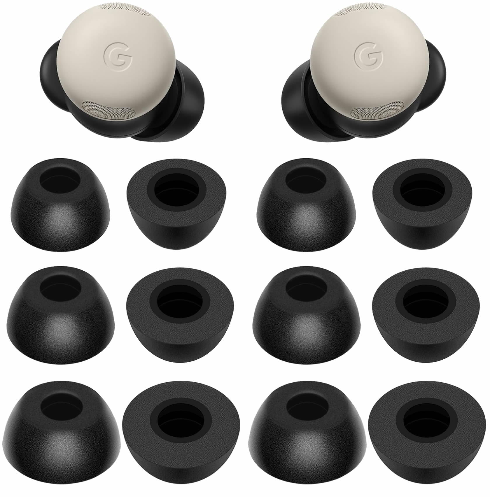 Pixel Buds Pro 2 Memory Foam Tips Earbud, 3 Pairs Replacement Comfortable No Silicone Pain Noise Isolation Earbuds Accessories Compatible with Google Pixel Buds Pro 2nd - Black S/M/L